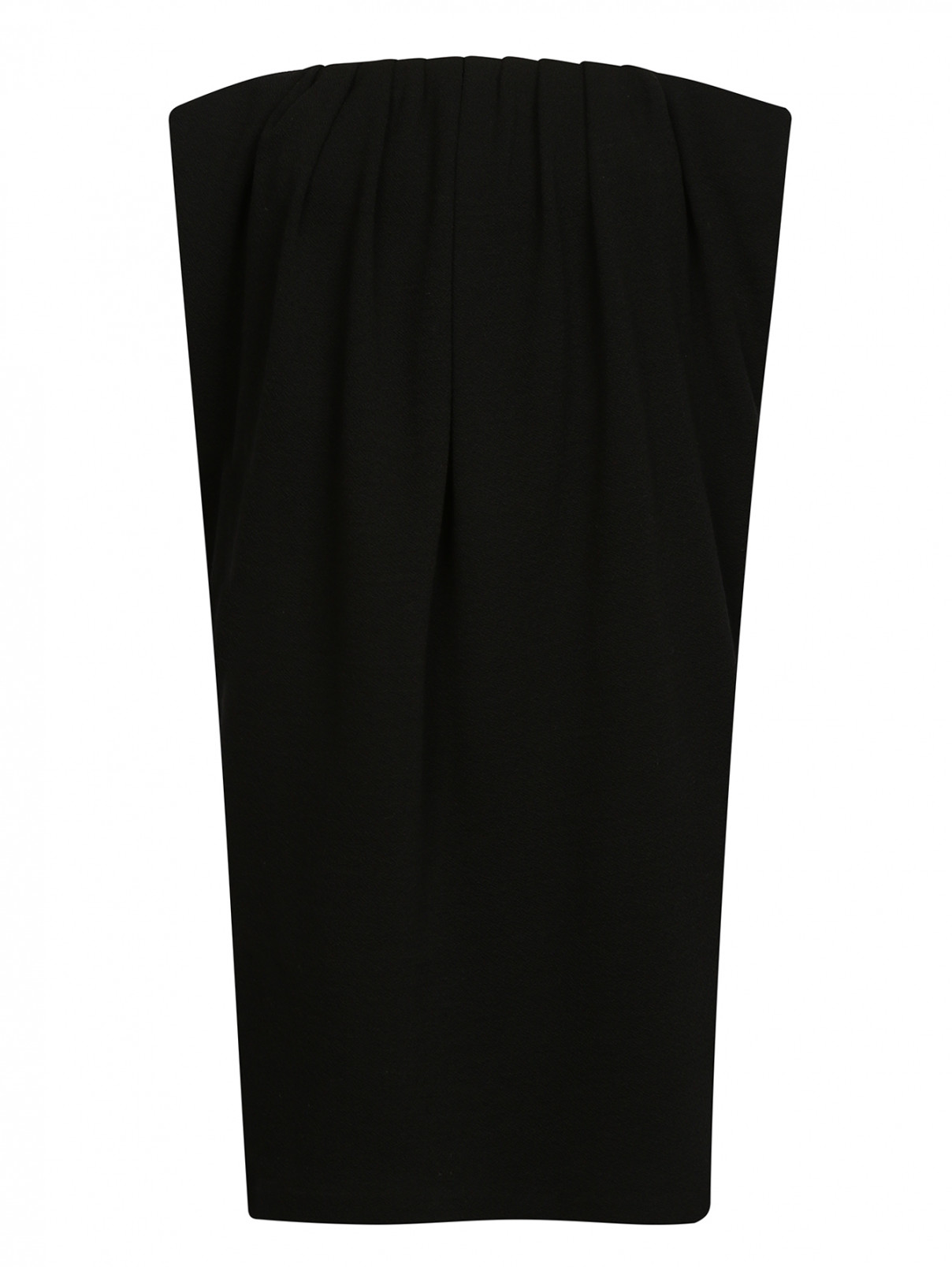 Платье-мини из шерсти с защипами JO NO FUI  –  Общий вид  – Цвет:  Черный