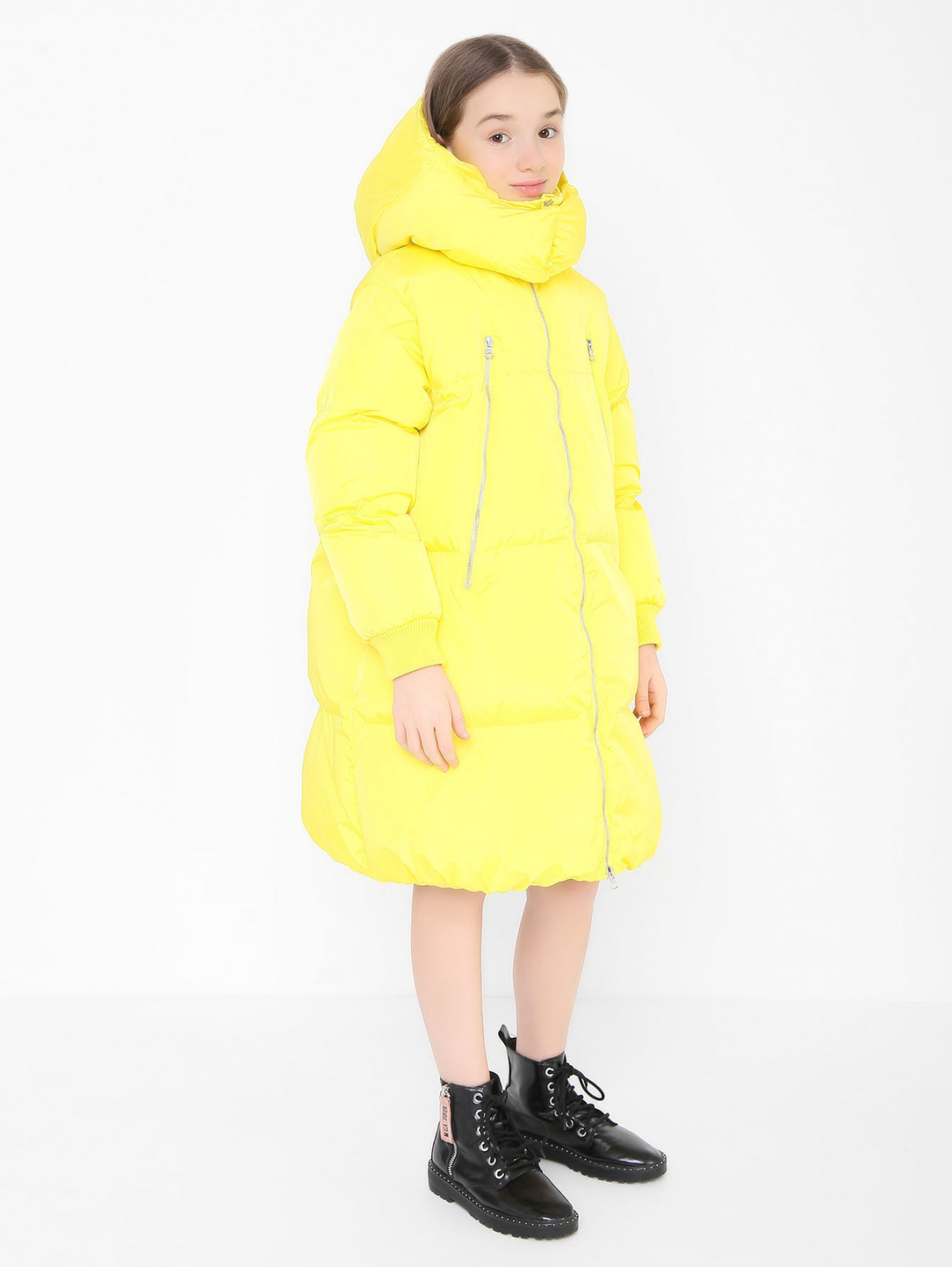 Утепленное пальто с манжетами MM6  –  МодельВерхНиз  – Цвет:  Желтый