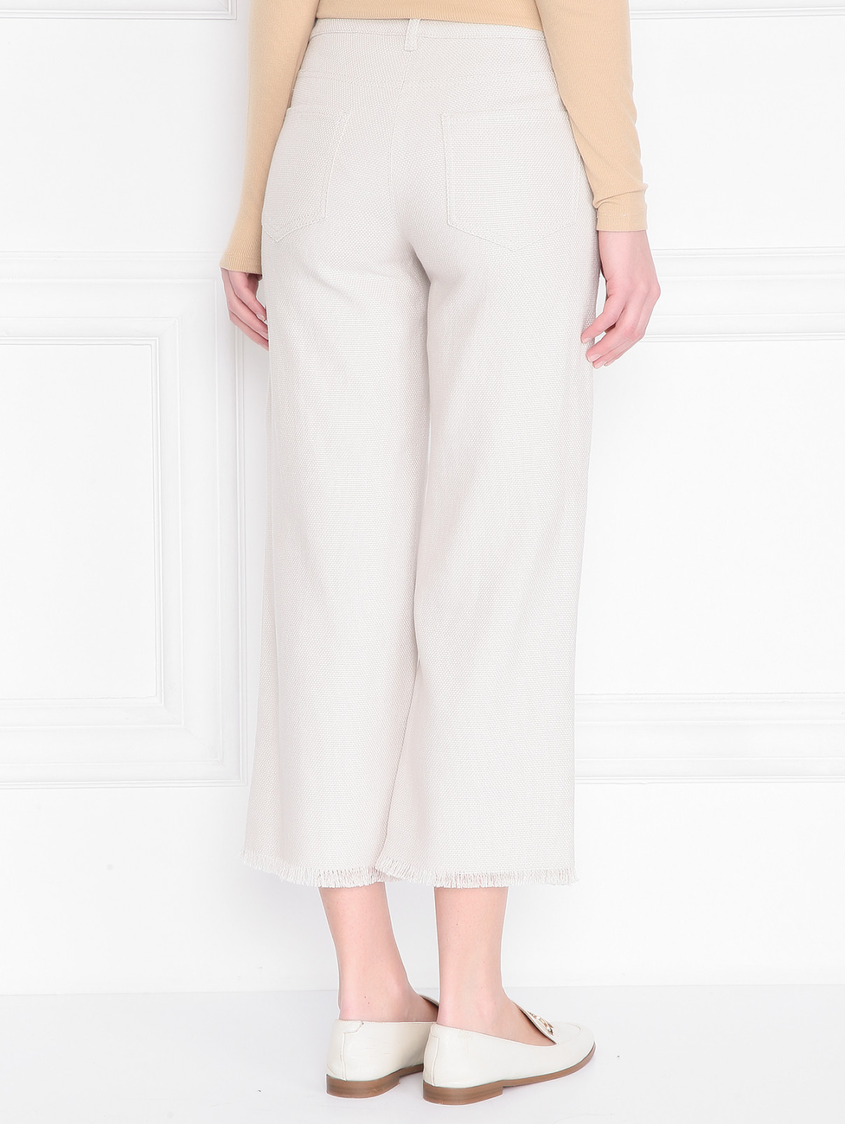 Бриджи из хлопка и льна с необработанным краем Max Mara  –  МодельВерхНиз1  – Цвет:  Бежевый