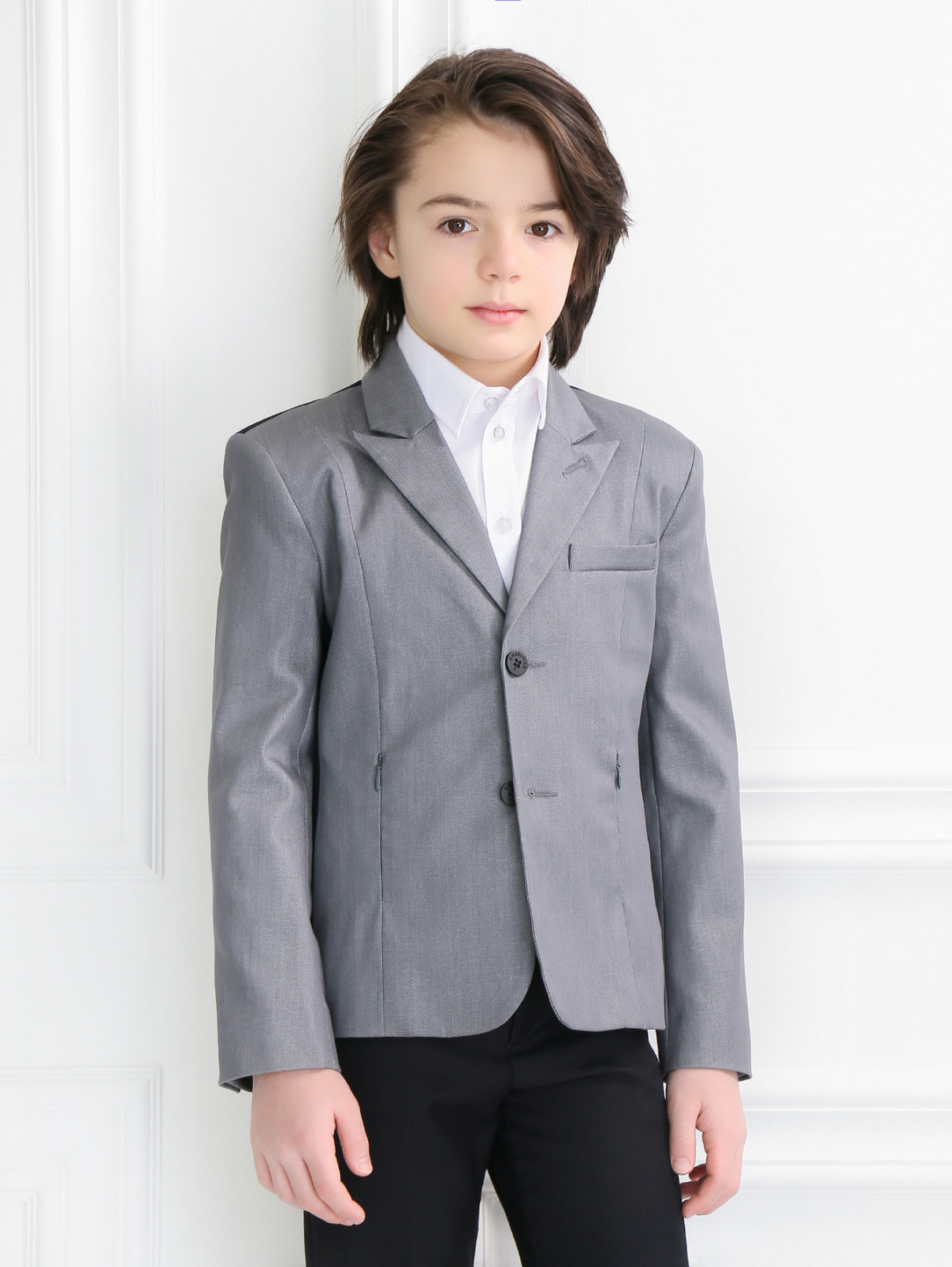Пиджак с трикотажной спинкой Gaultier Junior  –  Модель Верх-Низ  – Цвет:  Серый