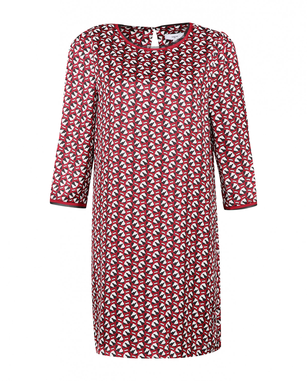 Платье-мини прямого фасона с принтом Suncoo  –  Общий вид  – Цвет:  Красный