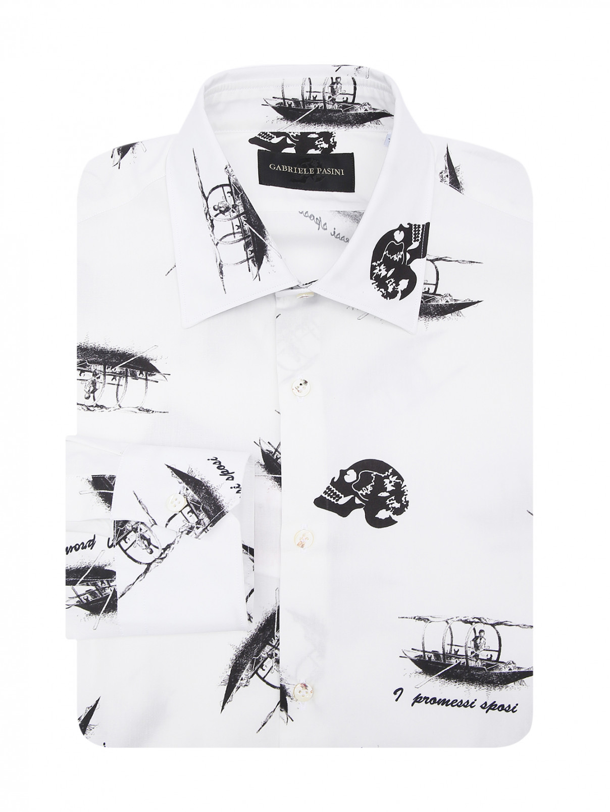 Рубашка из хлопка с узором Gabriele Pasini  –  Общий вид  – Цвет:  Черный