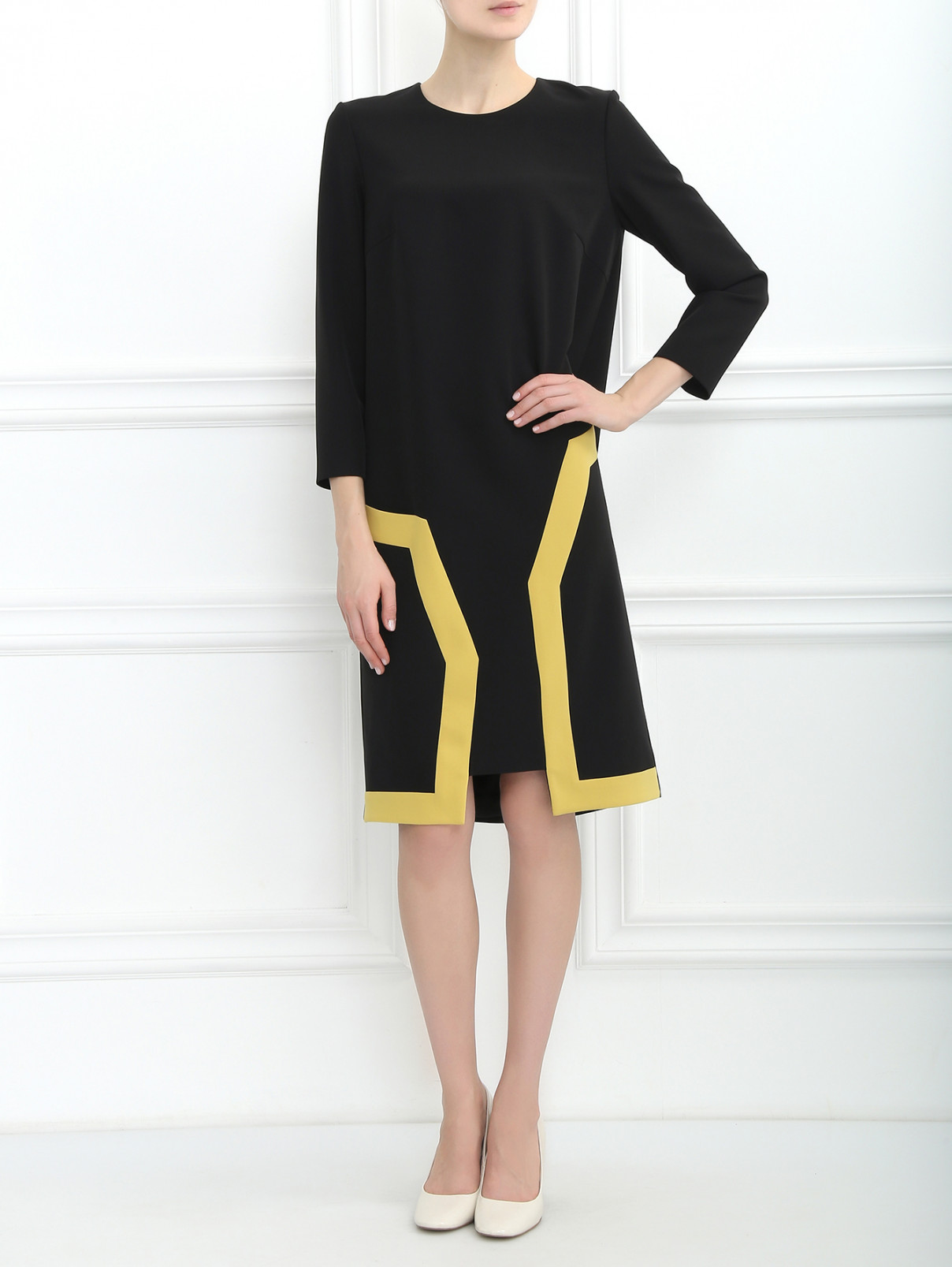 Платье-миди свободного кроя с карманами A La Russe  –  Модель Общий вид  – Цвет:  Черный