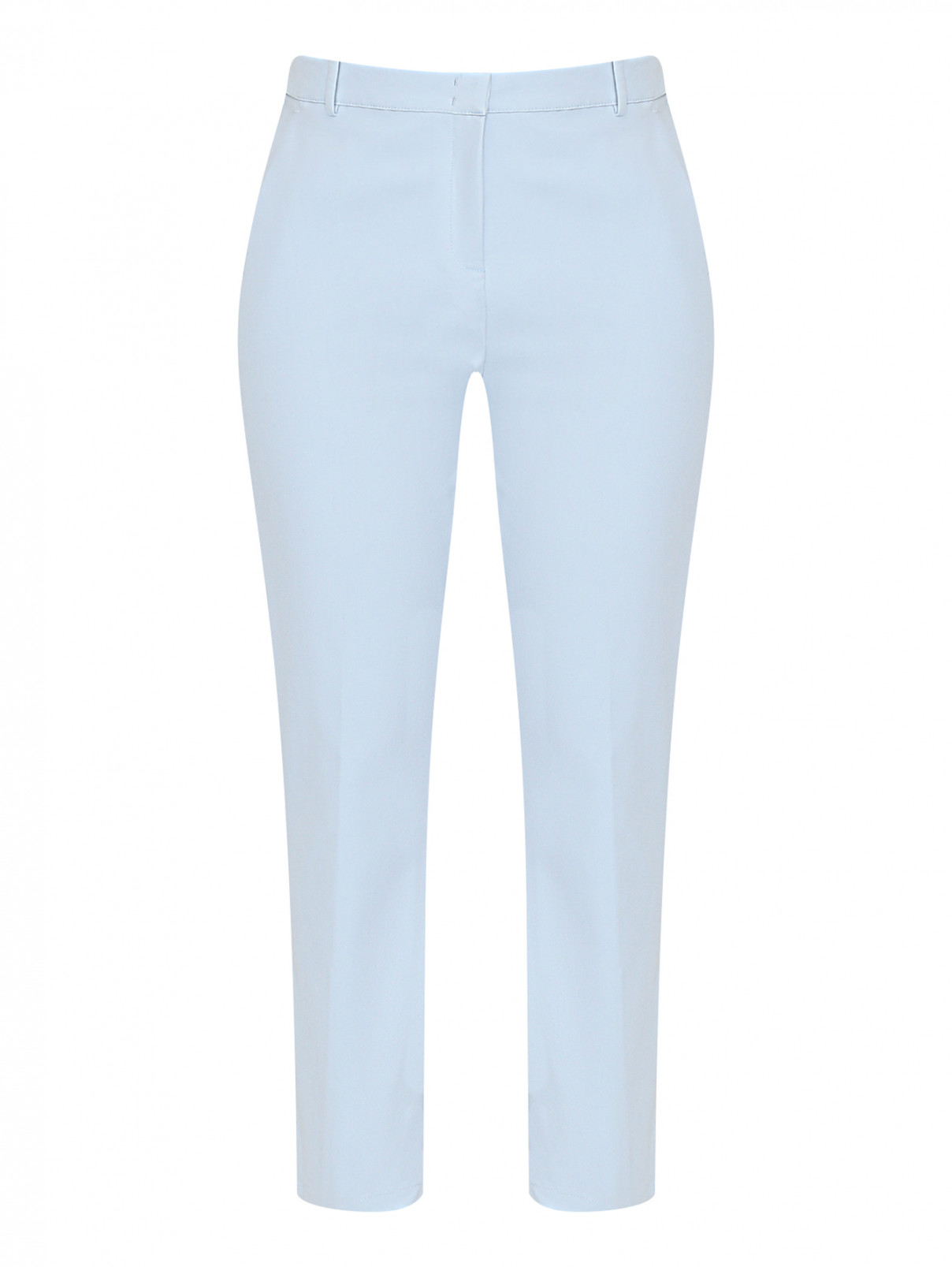 Укороченные брюки из смешанного хлопка Marina Rinaldi  –  Общий вид  – Цвет:  Синий