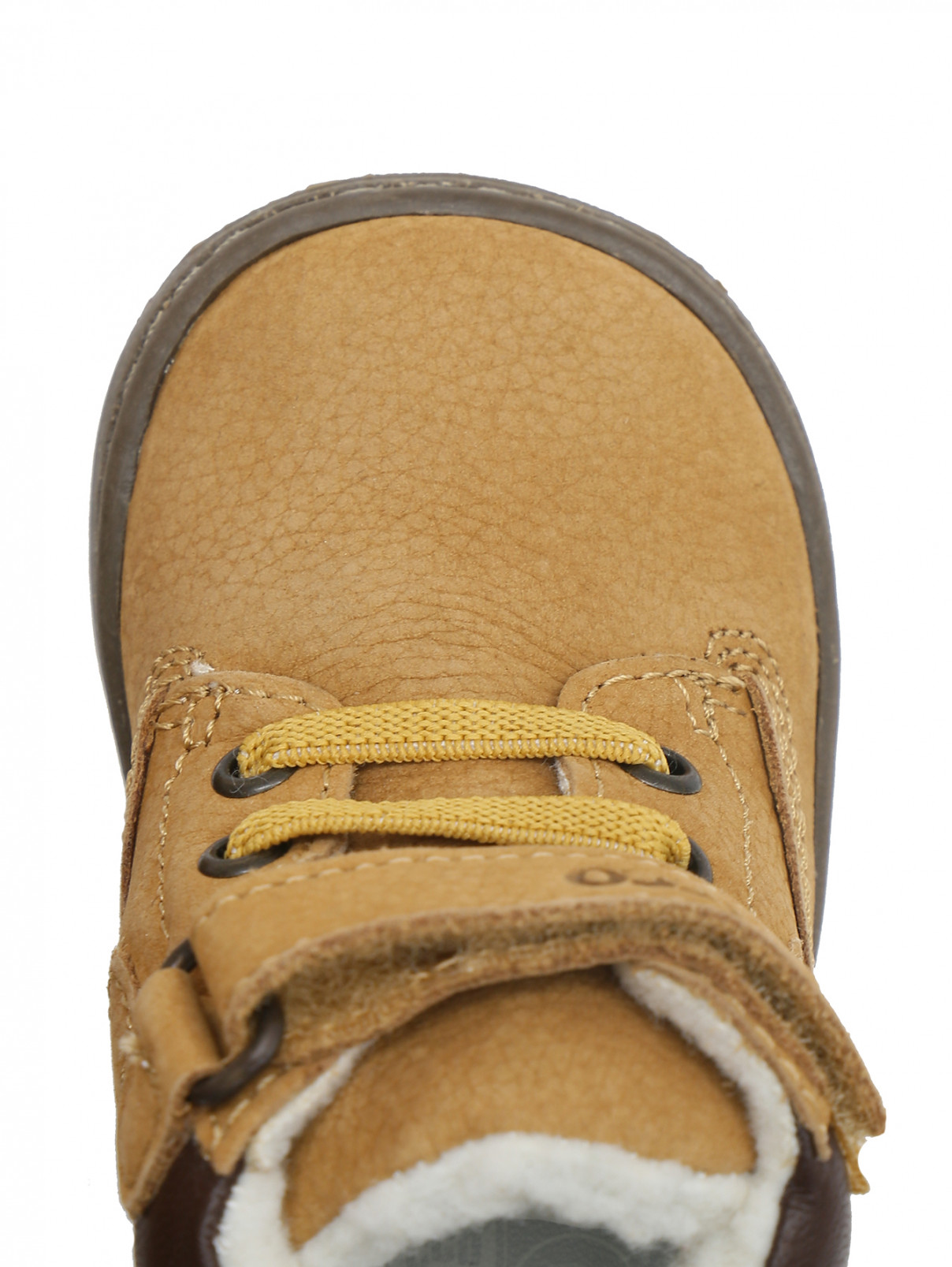Утепленные замшевые ботинки на шнурках и липучке Chicco  –  Обтравка3  – Цвет:  Бежевый
