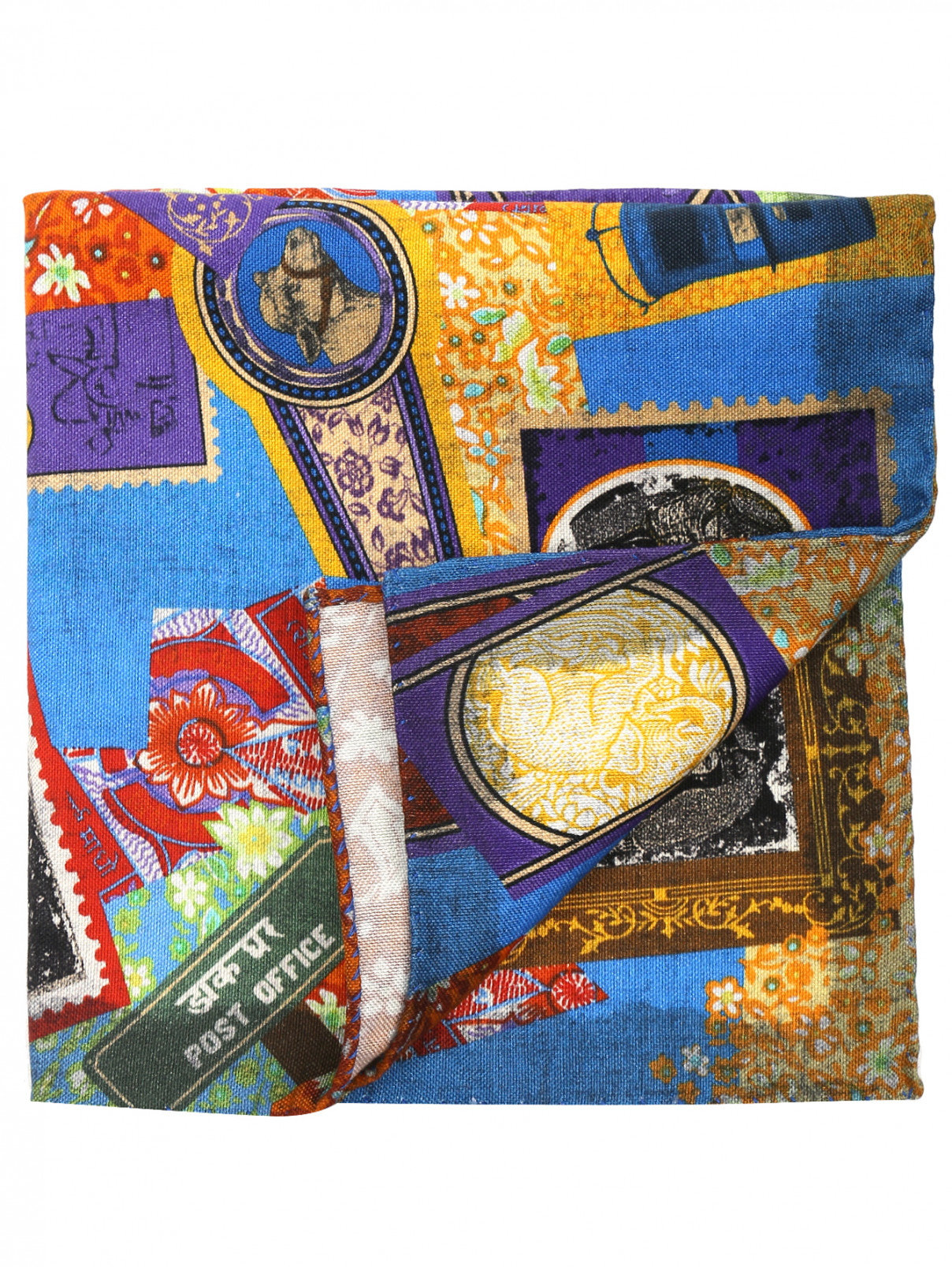 Платок из хлопка и шелка с принтом Eton  –  Общий вид  – Цвет:  Мультиколор