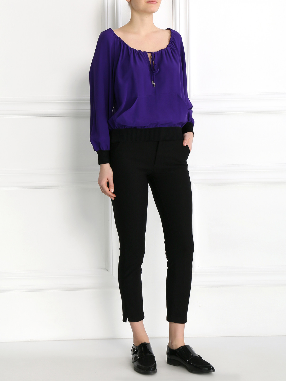 Блуза из шелка с накладным карманом Etro  –  Модель Общий вид  – Цвет:  Фиолетовый