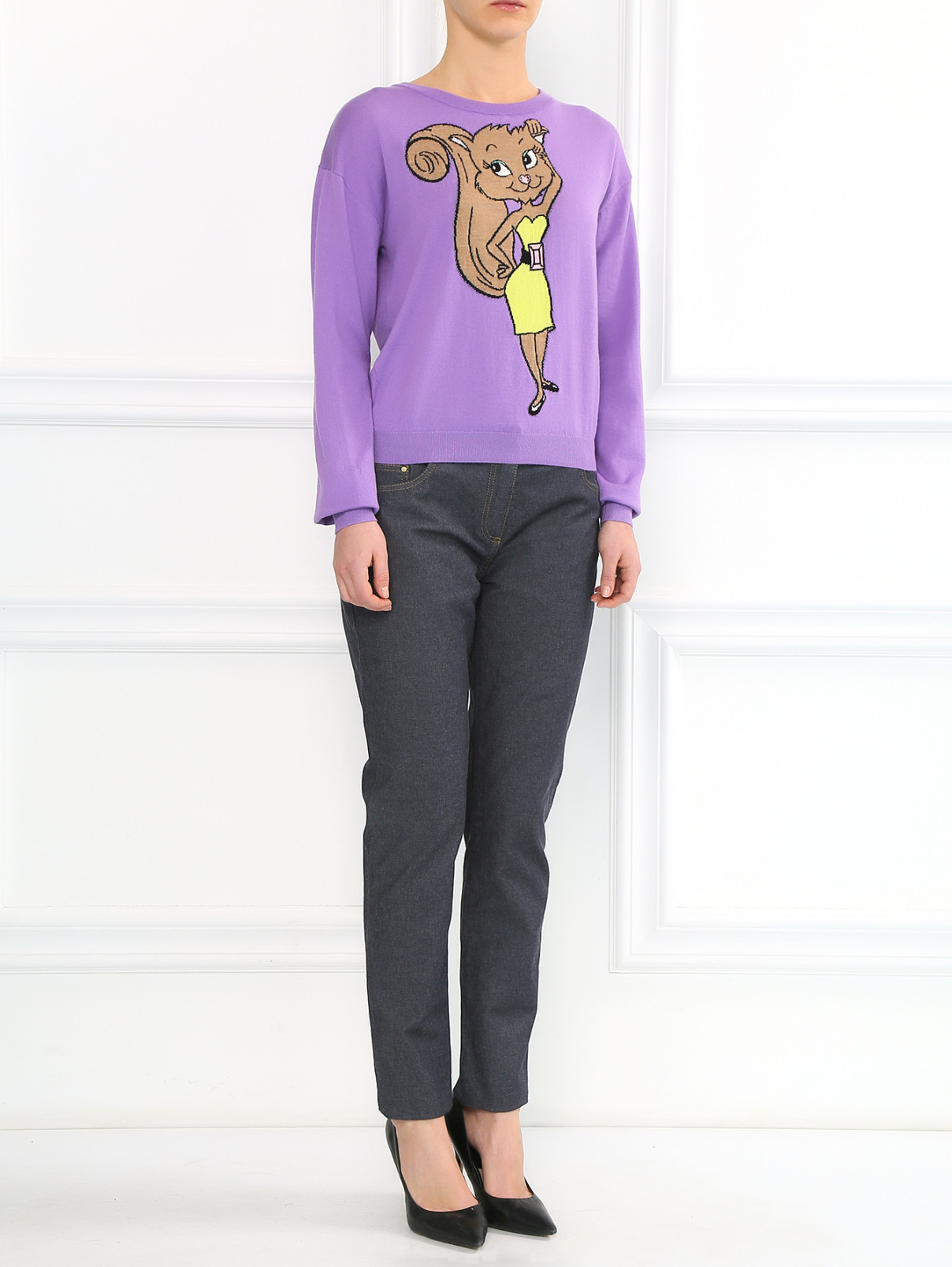 Джемпер с вышивкой Moschino Boutique  –  Модель Общий вид  – Цвет:  Фиолетовый