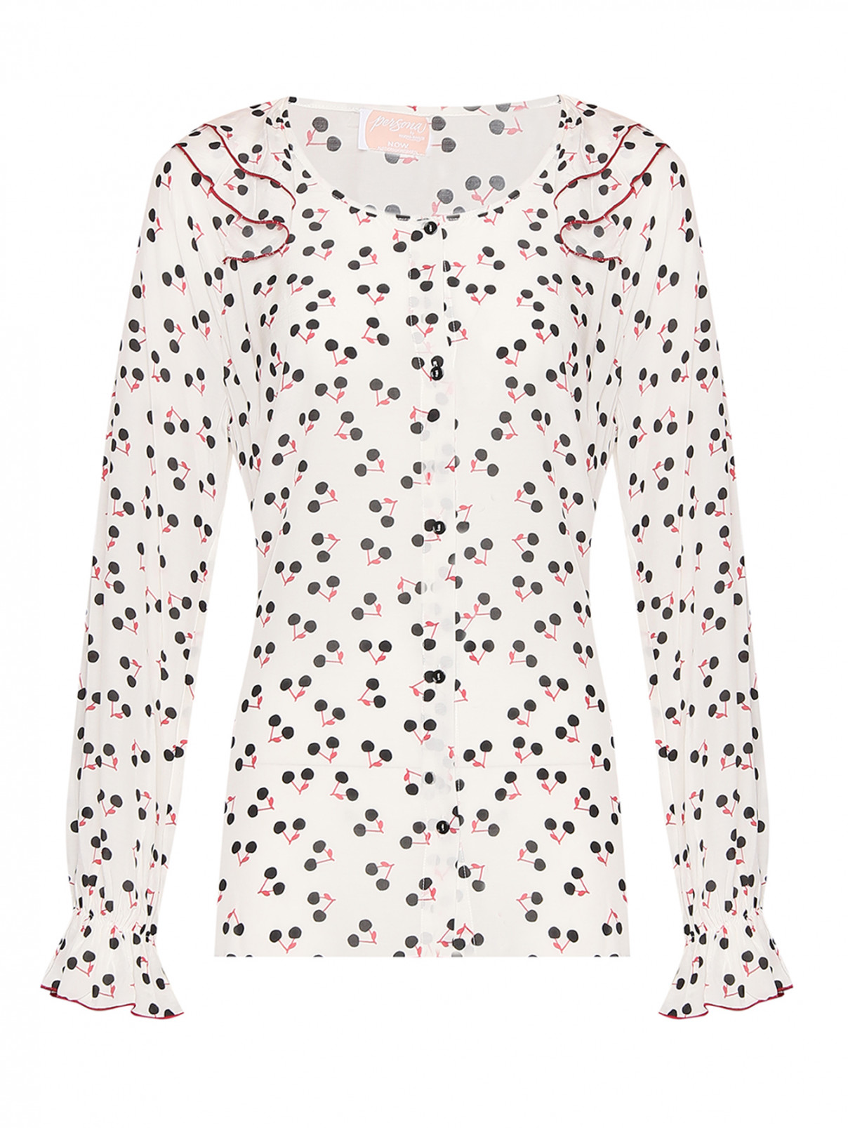Блуза из вискозы с узором Persona by Marina Rinaldi  –  Общий вид  – Цвет:  Белый