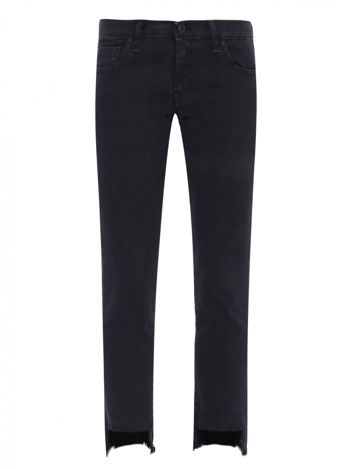 Прямые джинсы с бахромой Messagerie  –  Общий вид  – Цвет:  Черный