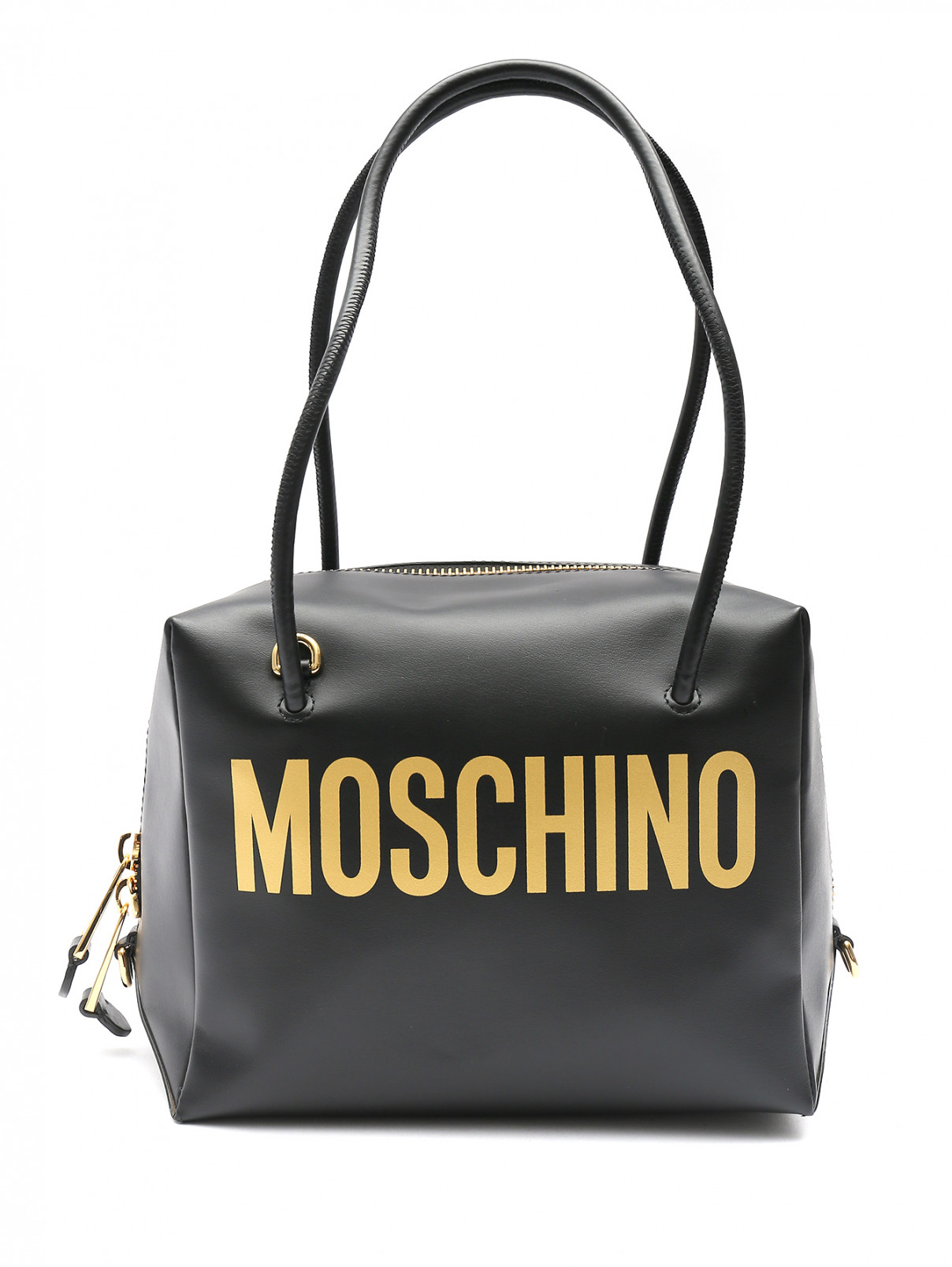 Сумка из кожи с логотипом Moschino  –  Общий вид  – Цвет:  Черный