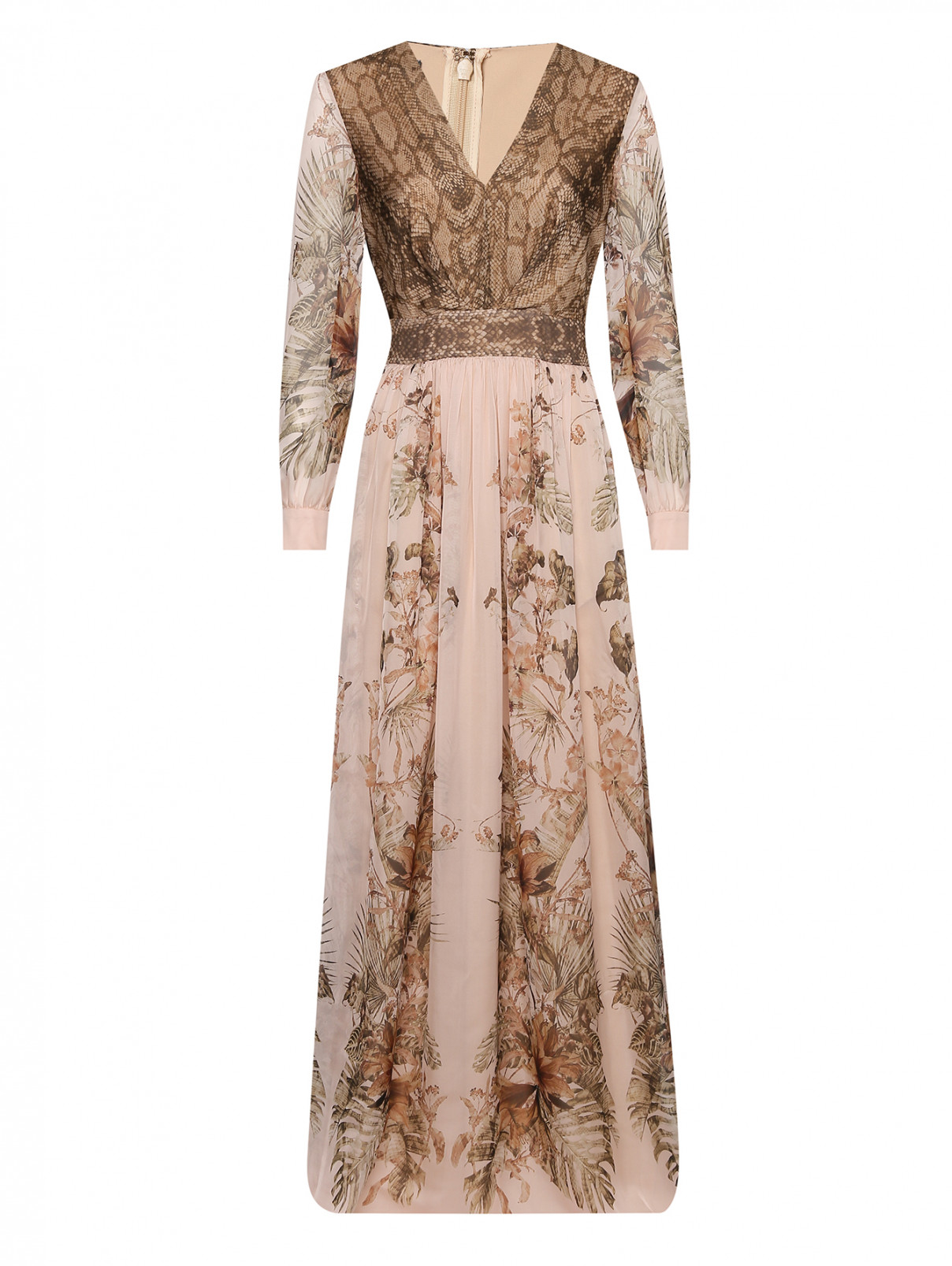 Платье из шелка с узором Alberta Ferretti  –  Общий вид  – Цвет:  Узор