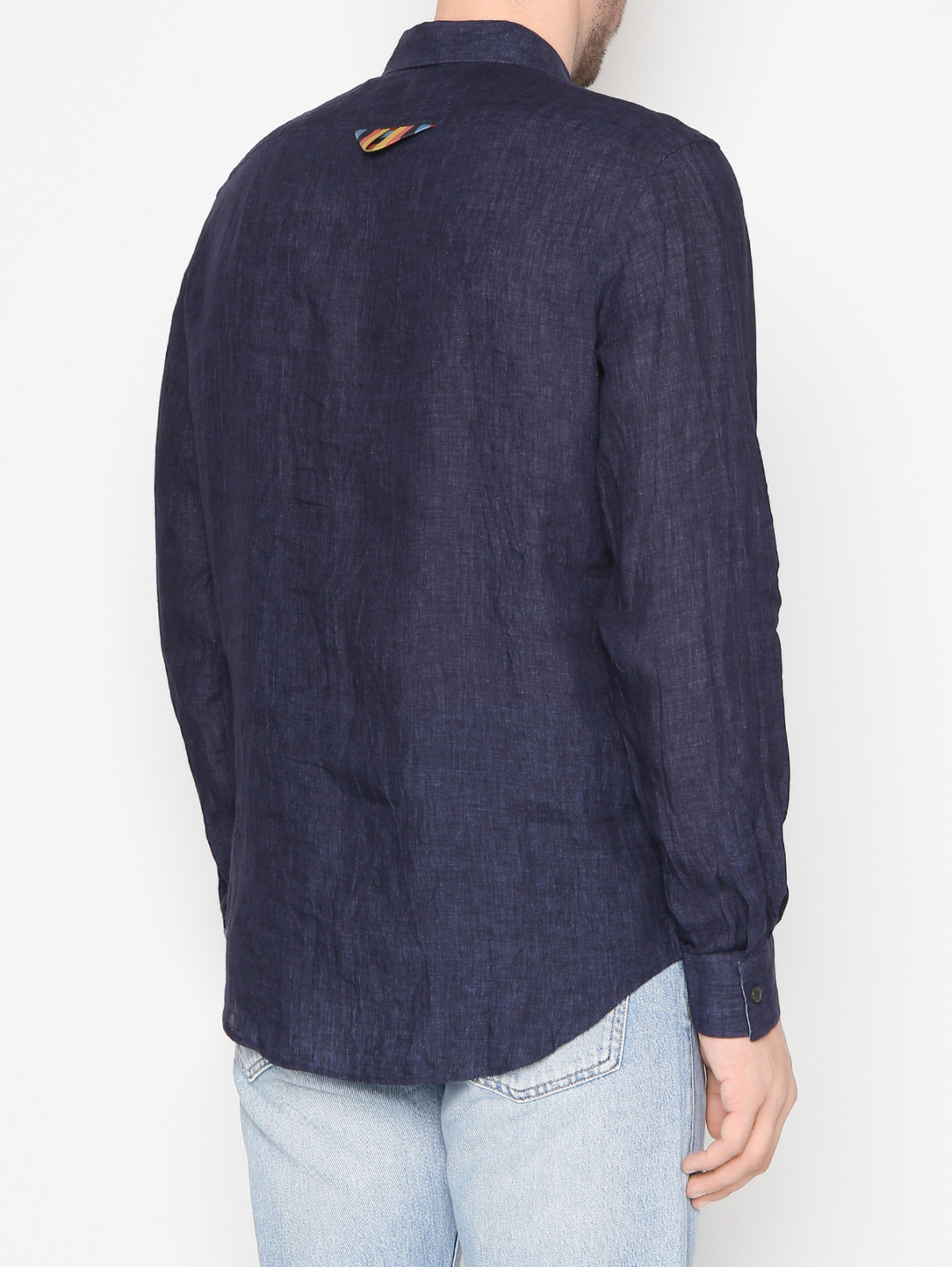 Рубашка из льна Paul Smith  –  МодельВерхНиз1  – Цвет:  Синий