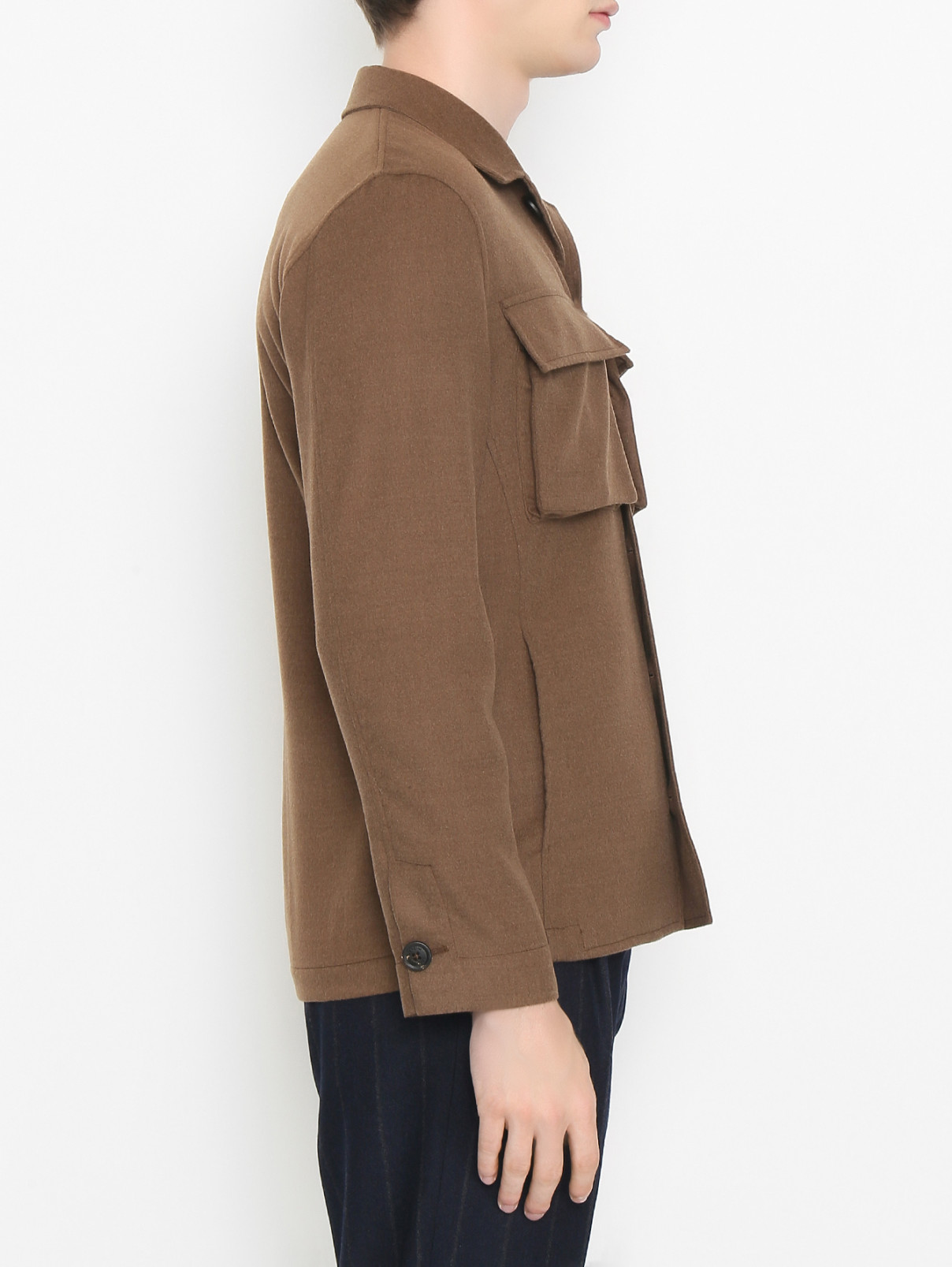 Куртка из шерсти на пуговицах с карманами LARDINI  –  МодельВерхНиз2  – Цвет:  Коричневый