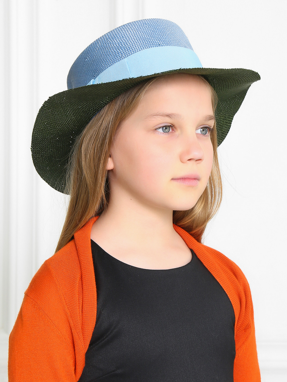 Шляпа из соломы с контрастной отделкой MiMiSol  –  Модель Общий вид  – Цвет:  Синий