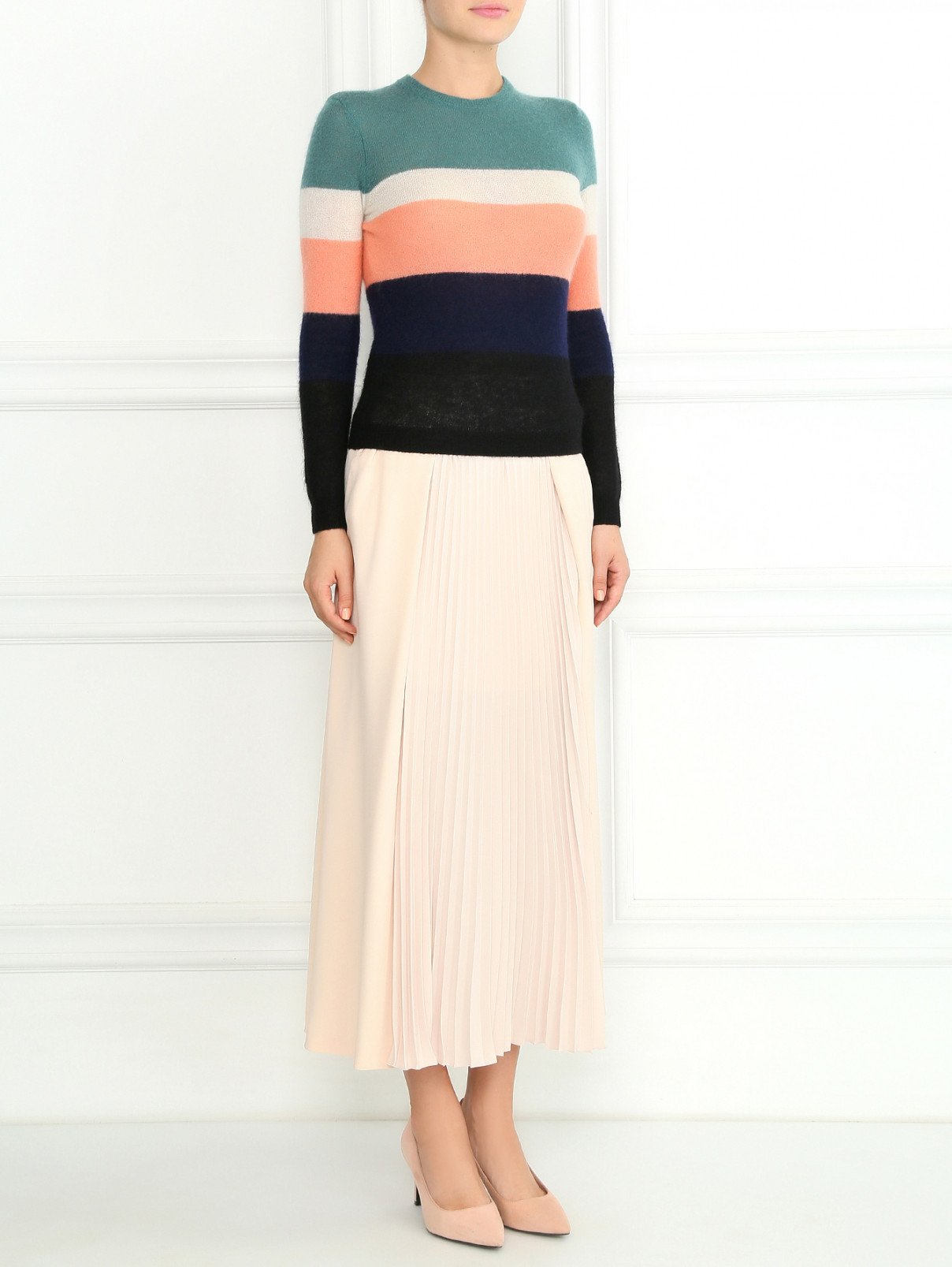 Гофрированная юбка-макси Cedric Charlier  –  Модель Общий вид  – Цвет:  Розовый