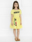Платье из хлопка с пышной юбкой и принтом Moschino Teen  –  МодельОбщийВид