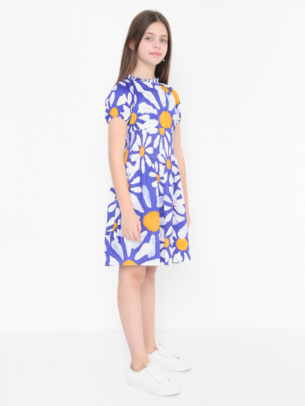 Платье из вискозы со складками Marni  –  МодельВерхНиз  – Цвет:  Узор