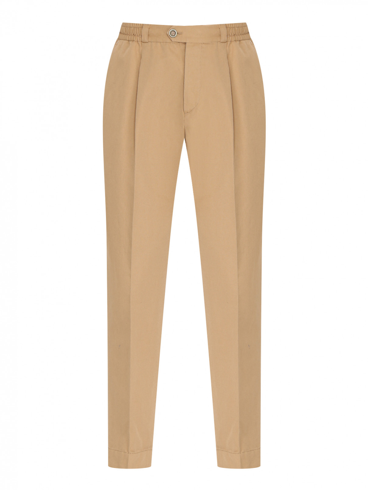 Однотонные брюки из смеси хлопка и льна PT Torino  –  Общий вид  – Цвет:  Желтый