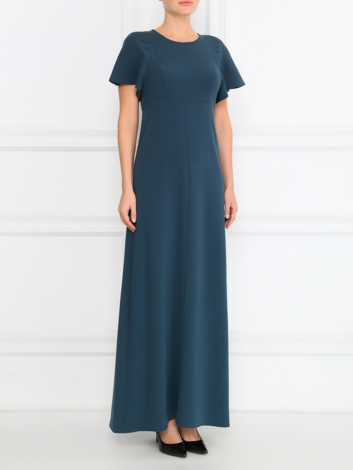Однотонное платье-макси с коротким рукавом Max&Co  –  Модель Общий вид  – Цвет:  Зеленый