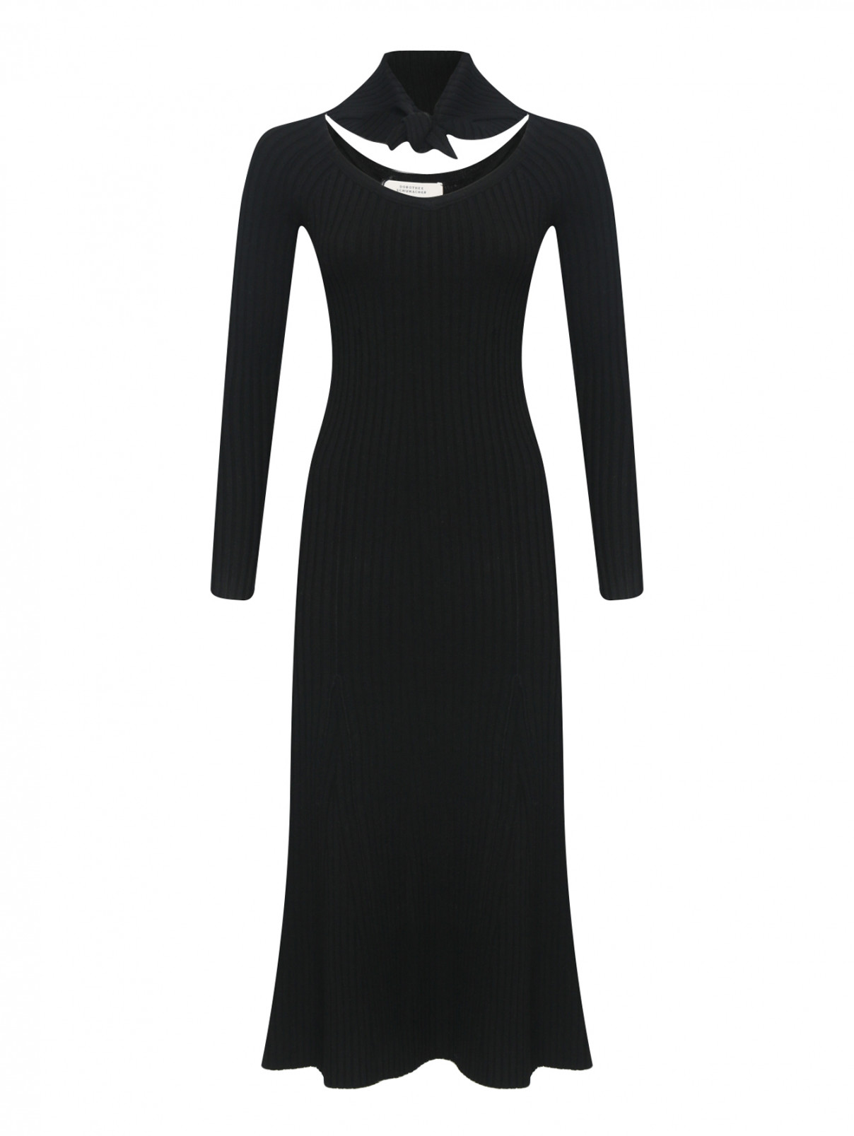 Трикотажное платье-миди в рубчик Dorothee Schumacher  –  Общий вид  – Цвет:  Черный