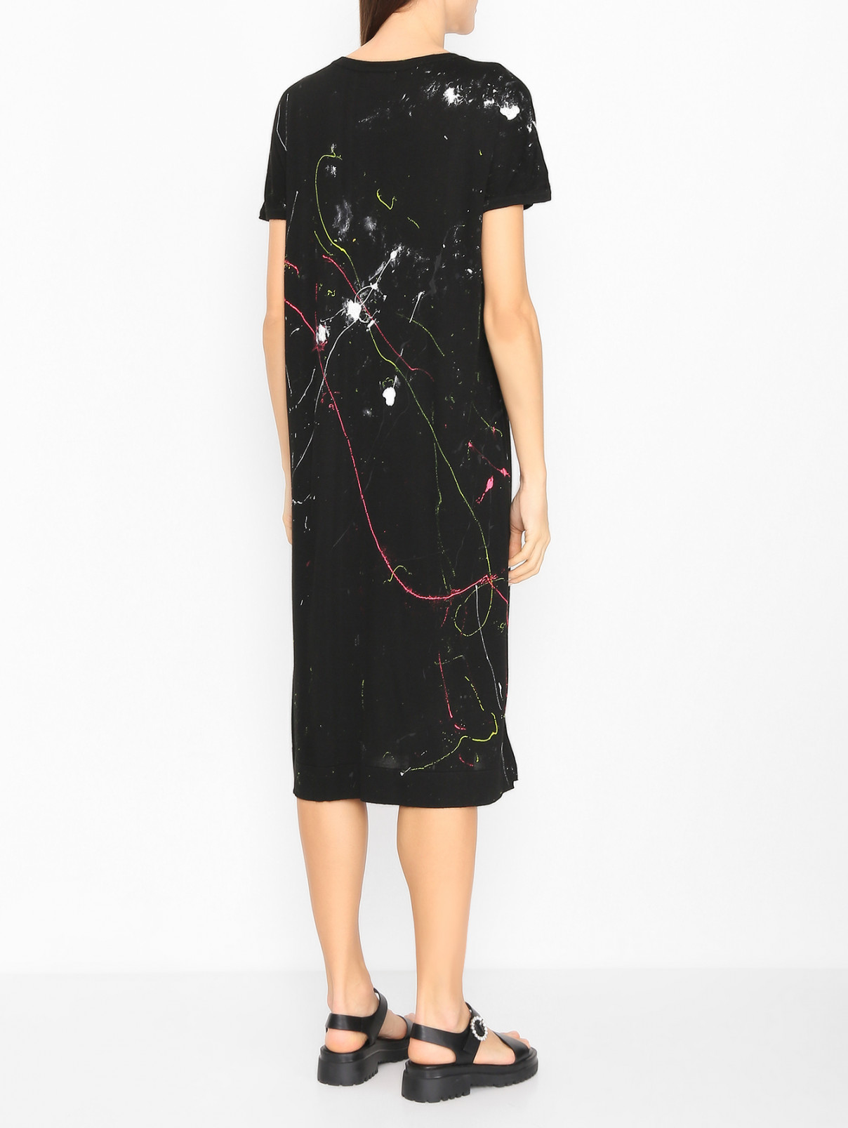 Трикотажное платье из вискозы с узором Shade  –  МодельВерхНиз1  – Цвет:  Черный