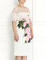 Платье из фактурной ткани с кружевом и узором Marina Rinaldi  –  Модель Верх-Низ