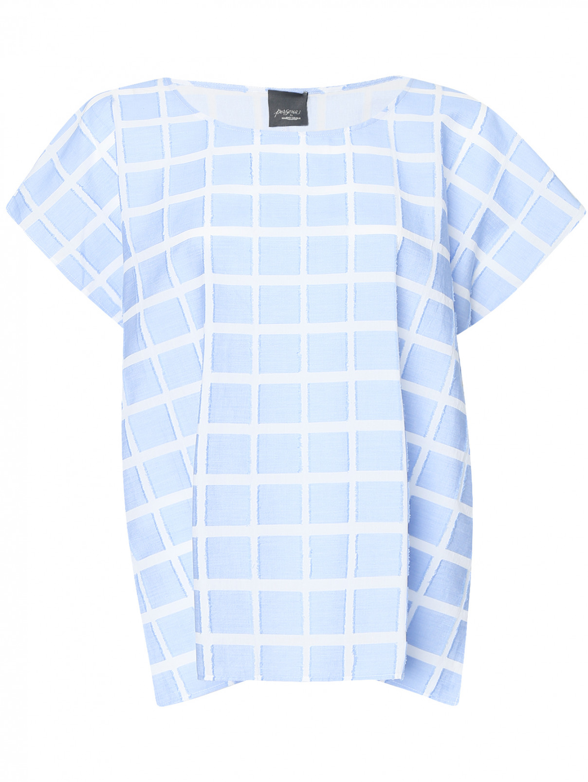 Блуза из хлопка свободного кроя Persona by Marina Rinaldi  –  Общий вид  – Цвет:  Синий