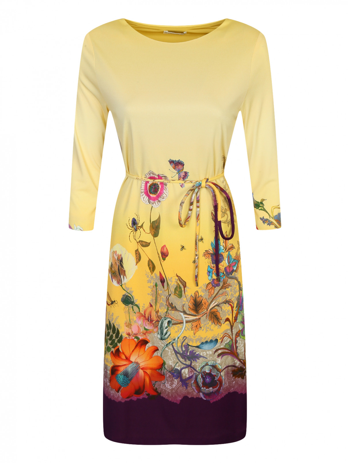 Платье свободного кроя с цветочным узором Etro  –  Общий вид  – Цвет:  Желтый