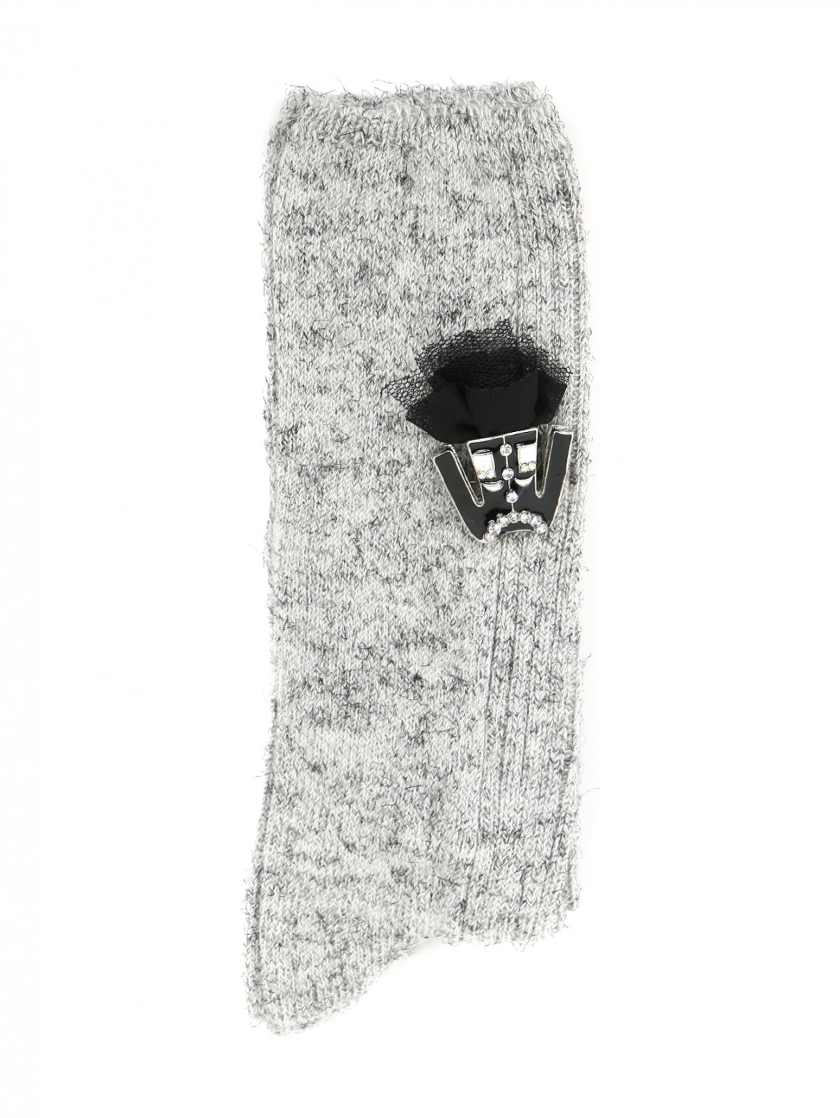 Носки из хлопка с аппликацией ALTO MILANO  –  Общий вид  – Цвет:  Серый