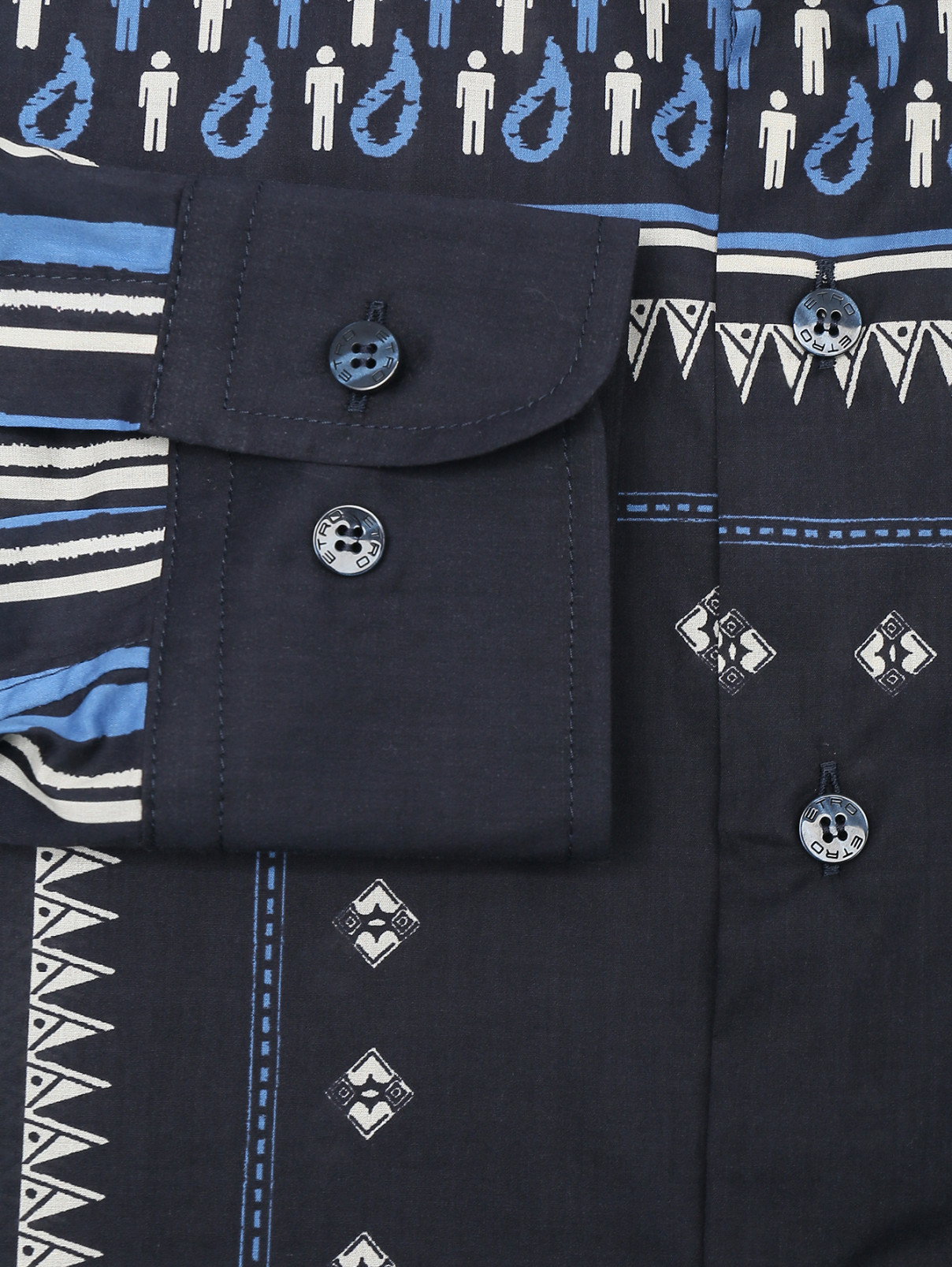Рубашка из хлопка с узором Etro  –  Деталь1  – Цвет:  Синий
