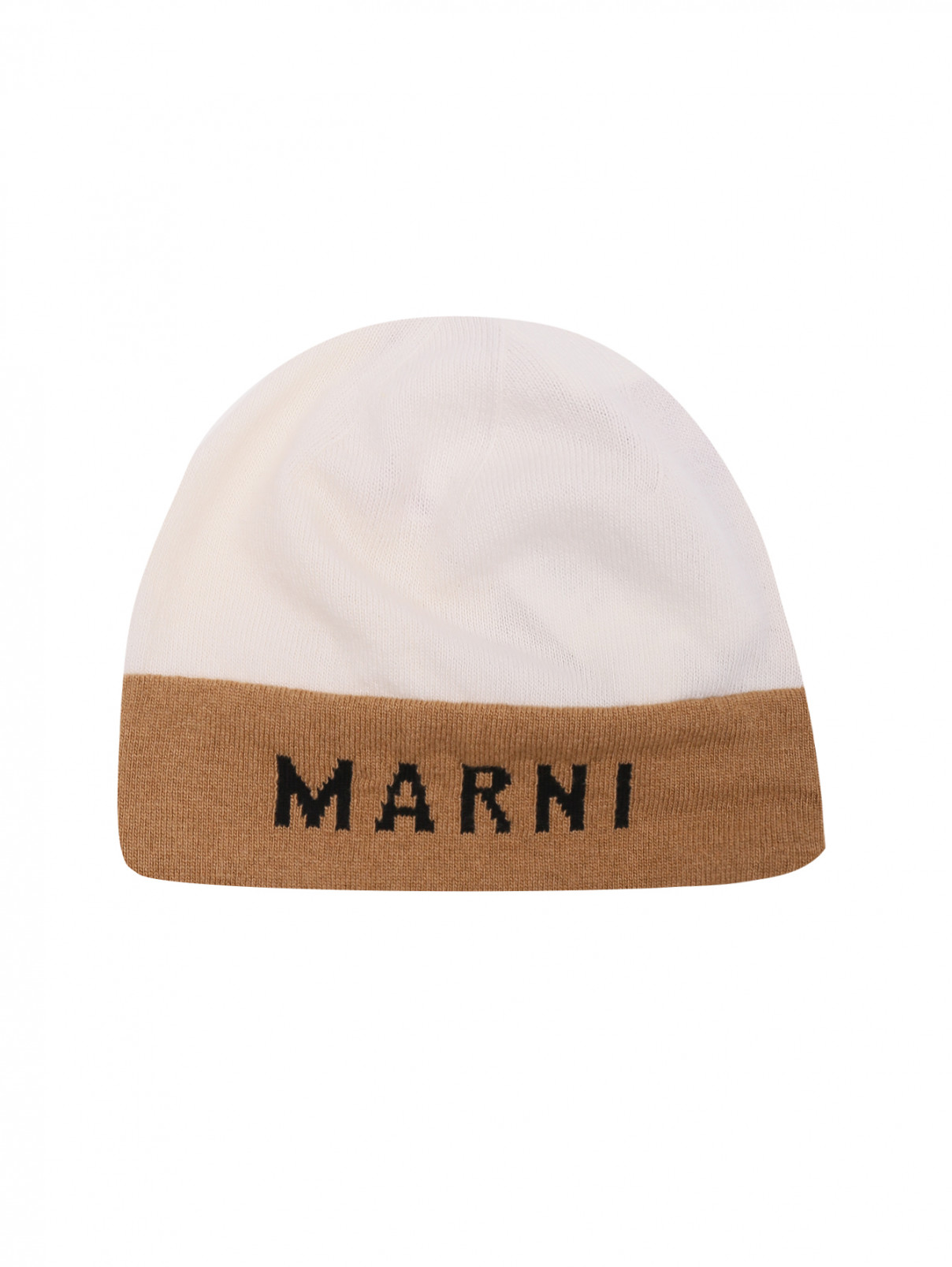 Шапка из шерсти с логотипом Marni  –  Общий вид  – Цвет:  Белый