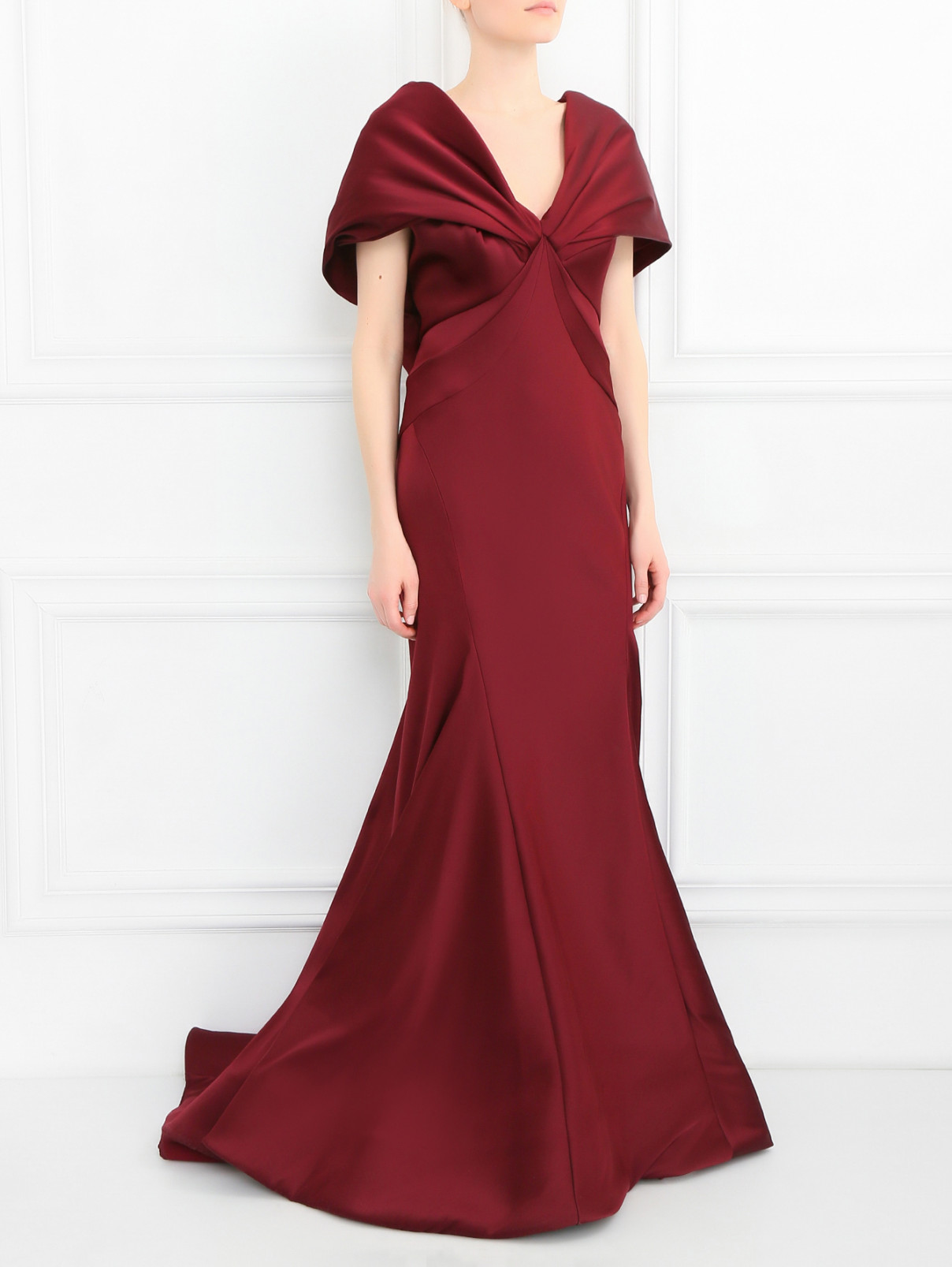 Платье-макси с драпировкой и шлейфом Zac Posen  –  Модель Общий вид  – Цвет:  Красный