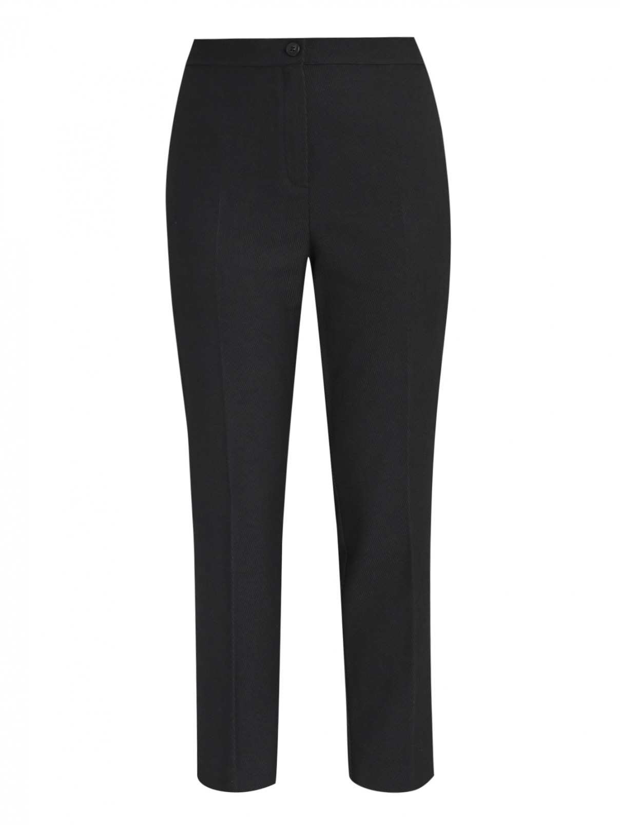 Укороченные брюки из вискозы и шерсти Marina Rinaldi  –  Общий вид  – Цвет:  Черный