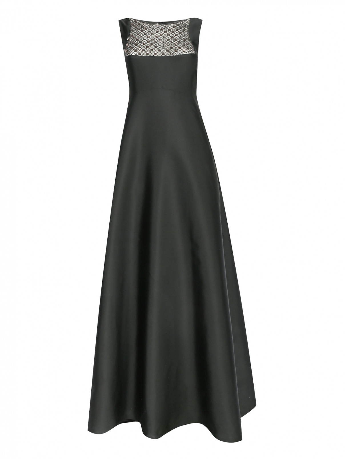 Платье-макси без рукавов с декоративной отделкой Alberta Ferretti  –  Общий вид  – Цвет:  Черный