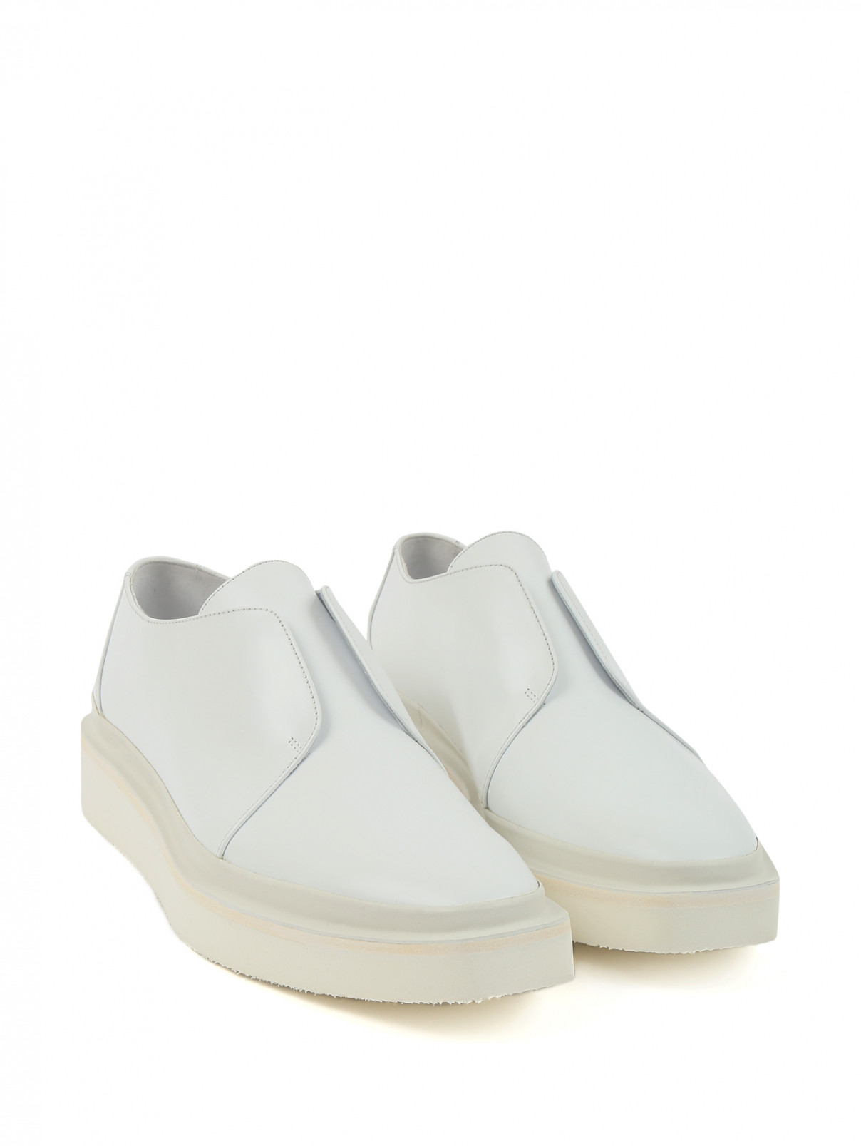 Ботинки из гладкой кожи на платформе Jil Sander  –  Общий вид  – Цвет:  Белый
