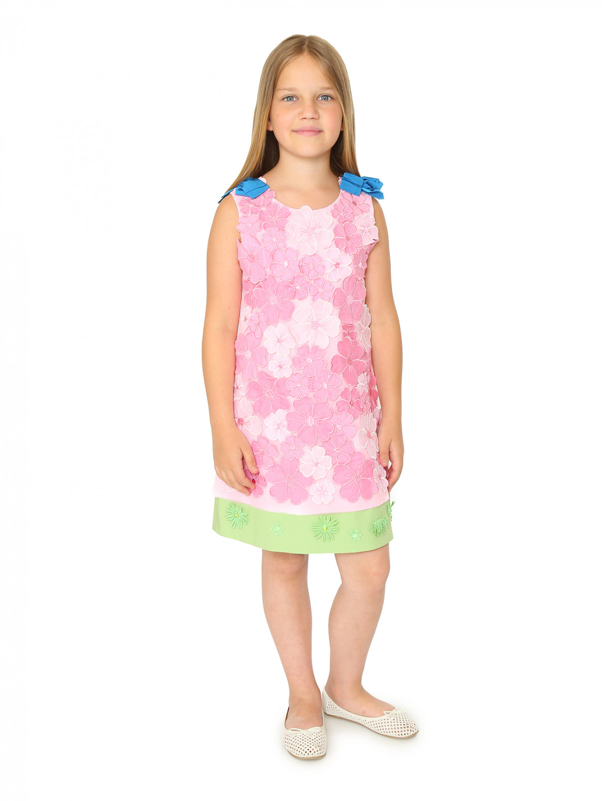 Платье А-силуэта с цветочным декором MiMiSol  –  Модель Общий вид  – Цвет:  Розовый