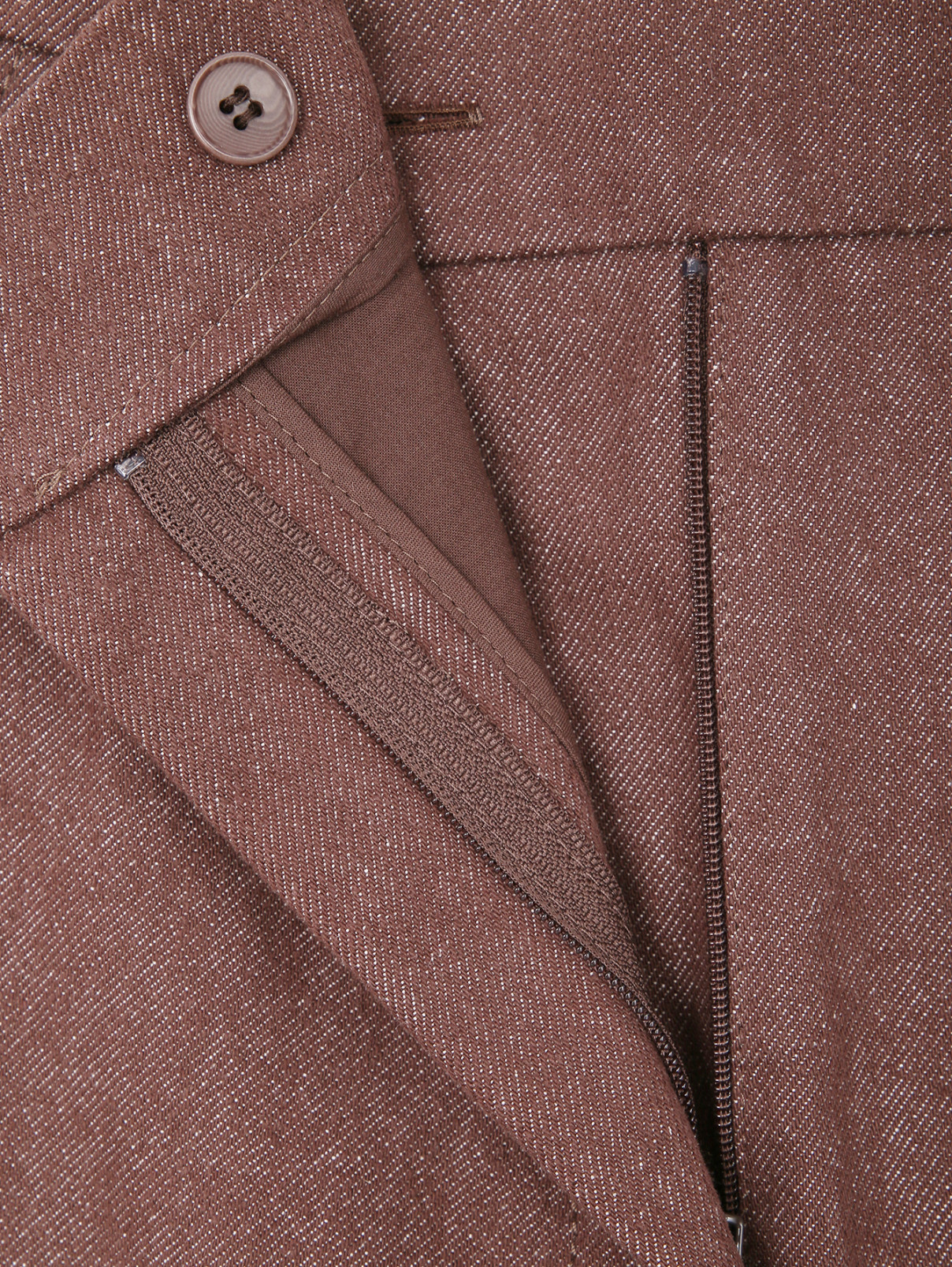Брюки из плотного хлопка Max Mara  –  Деталь1  – Цвет:  Коричневый