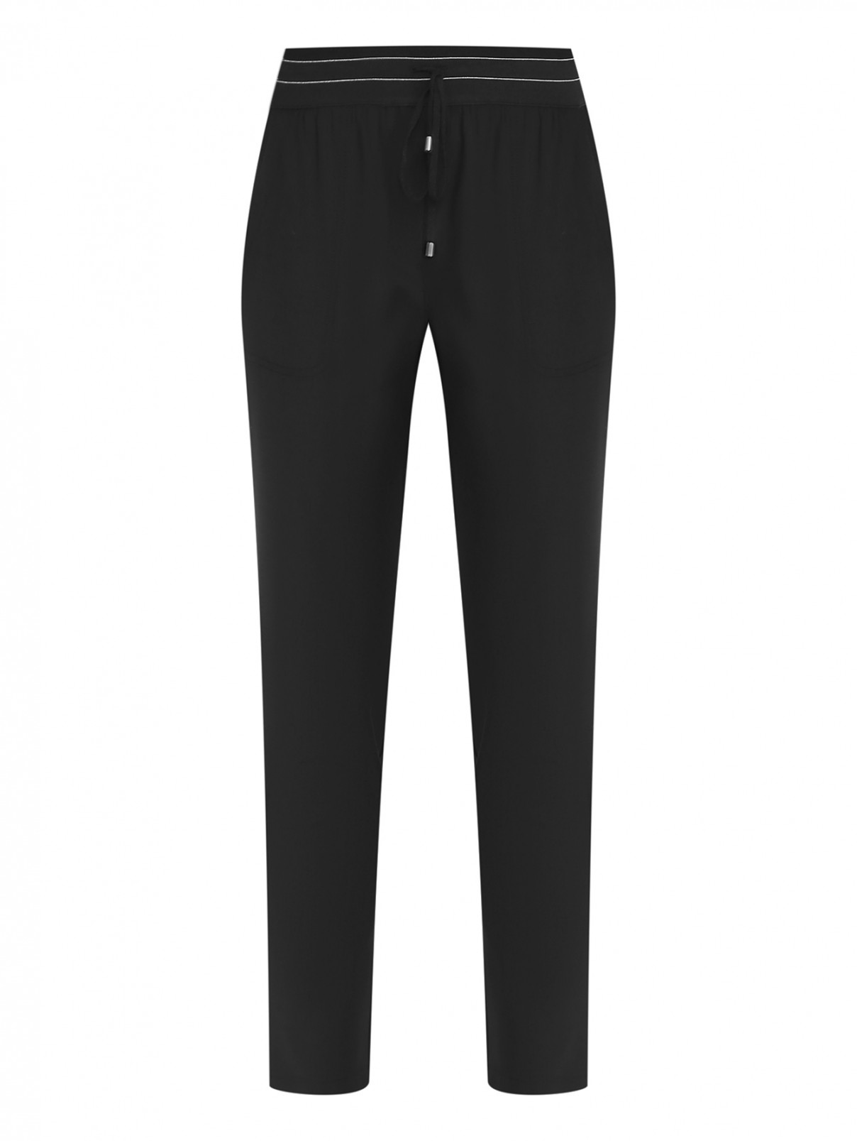 Шерстяные брюки на резинке Lorena Antoniazzi  –  Общий вид  – Цвет:  Черный