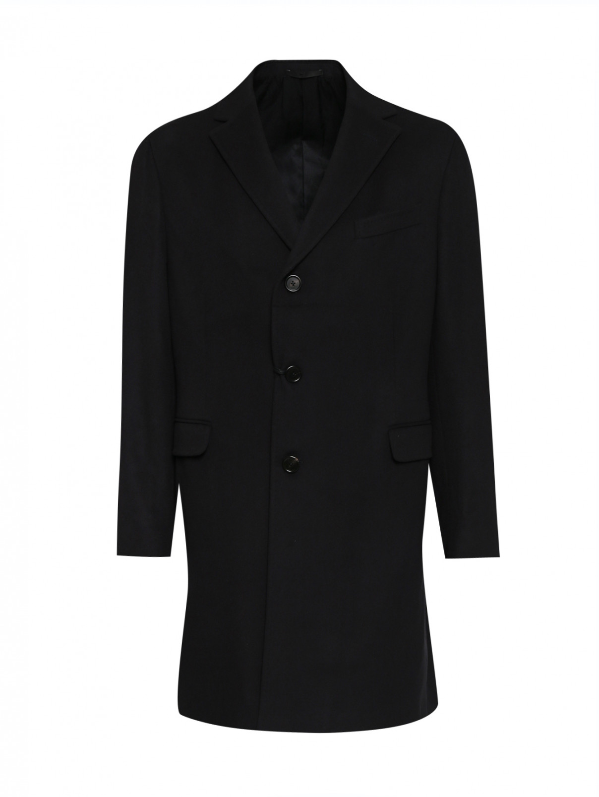 Пальто однобортное из шерсти Ermenegildo Zegna  –  Общий вид  – Цвет:  Черный