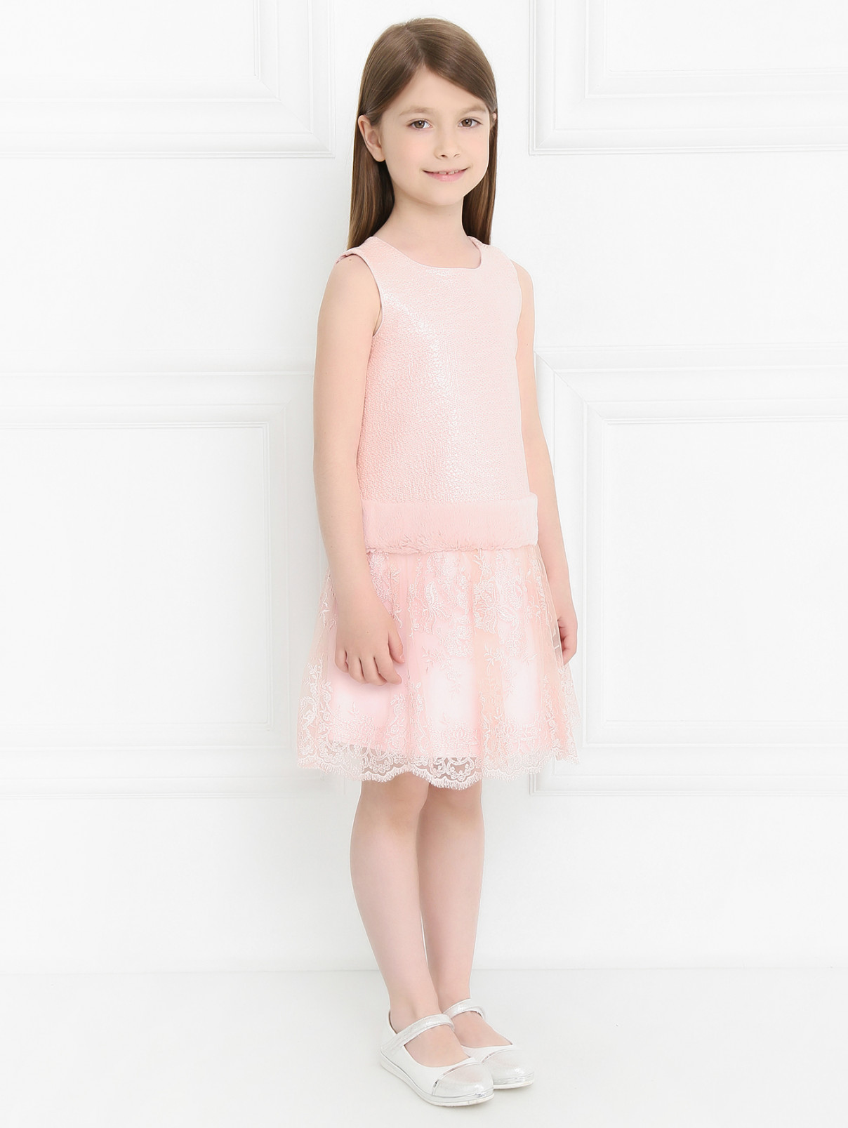Платье из фактурной ткани без рукавов Val Max  –  Модель Общий вид  – Цвет:  Розовый