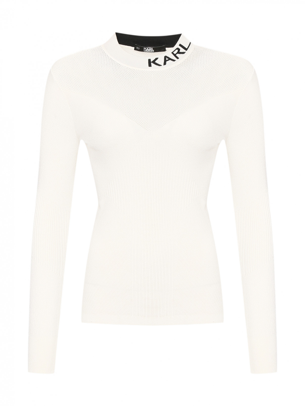 Джемпер из вискозы с сеткой Karl Lagerfeld  –  Общий вид  – Цвет:  Белый