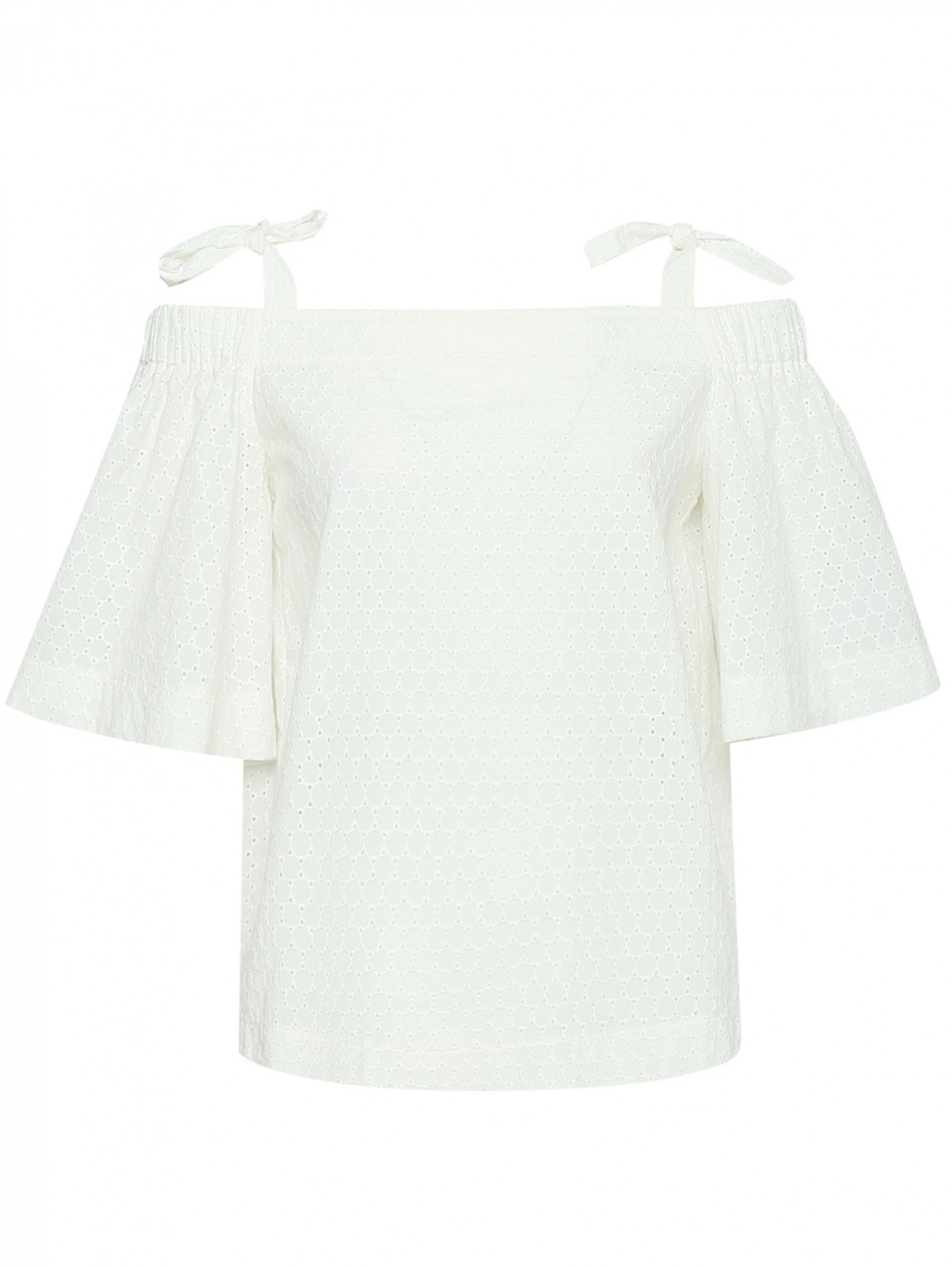 Блуза из хлопка с открытыми плечами Luisa Spagnoli  –  Общий вид  – Цвет:  Белый
