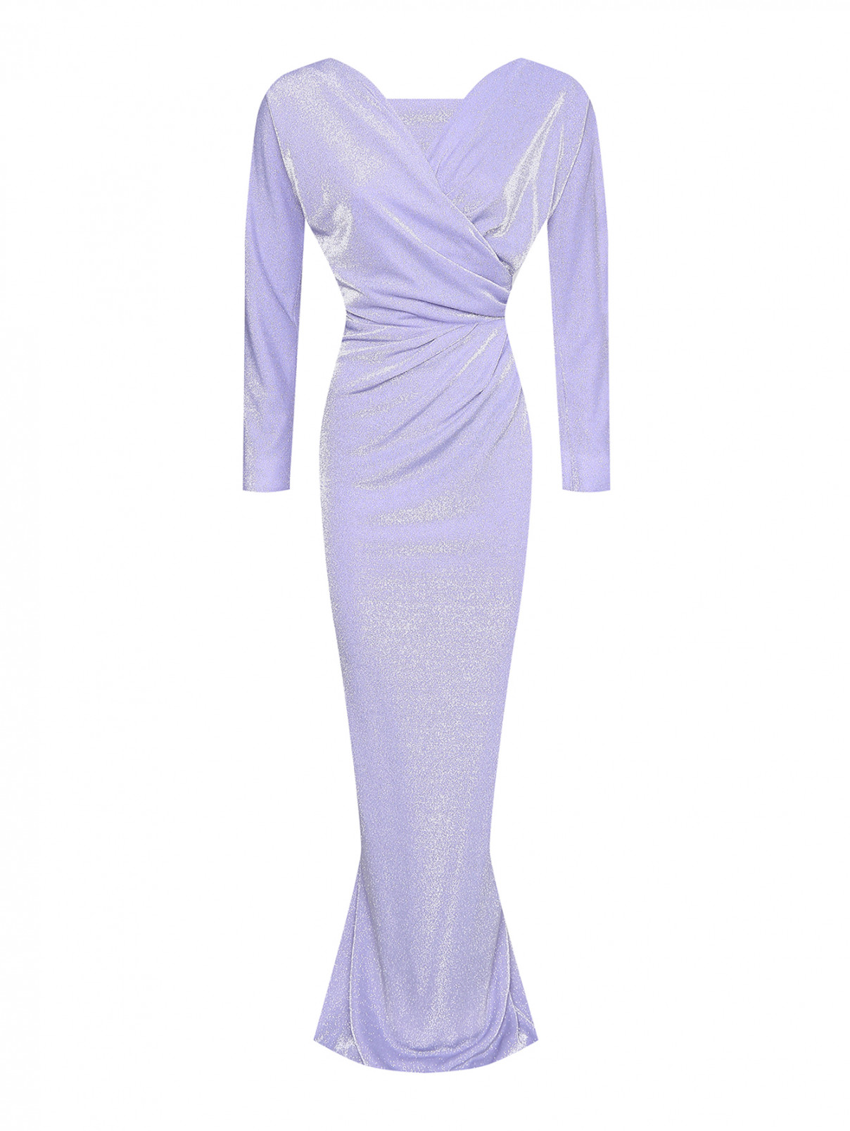 Платье-макси со сборкой Rhea Costa  –  Общий вид  – Цвет:  Фиолетовый