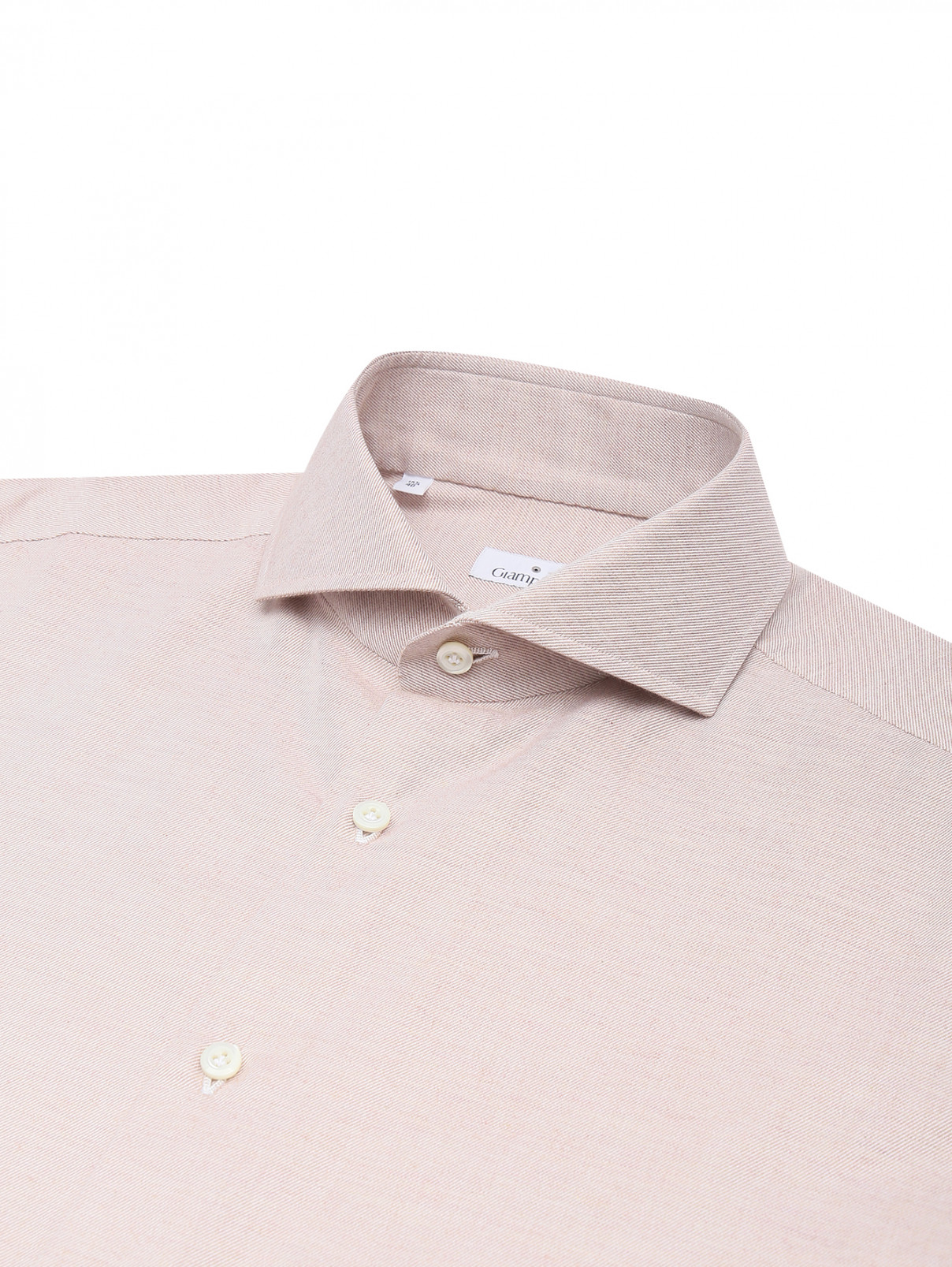 Однотонная рубашка из хлопка Giampaolo  –  Деталь1  – Цвет:  Бежевый