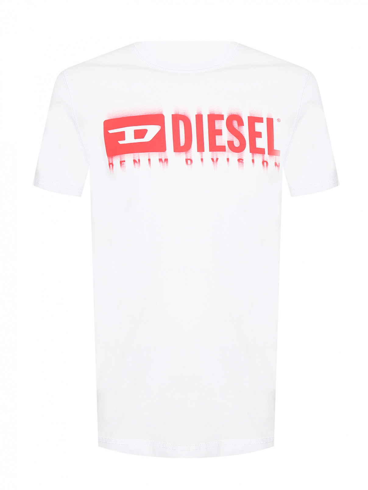 Футболка из хлопка с логотипом Diesel  –  Общий вид  – Цвет:  Белый