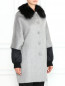 Однобортное пальто из шерсти и мохера с отстегивающимся воротником Moschino Boutique  –  Модель Верх-Низ