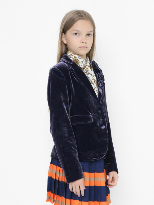 Однобортный жакет из велюра Ermanno Scervino Junior - МодельВерхНиз