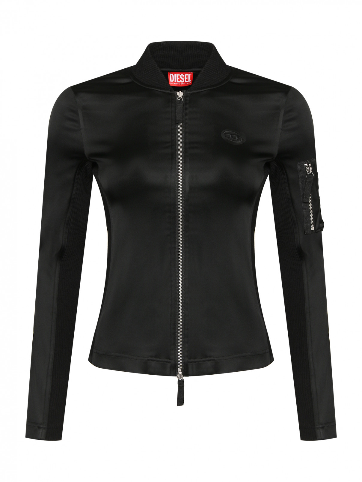 Атласная куртка на молнии Diesel  –  Общий вид  – Цвет:  Черный