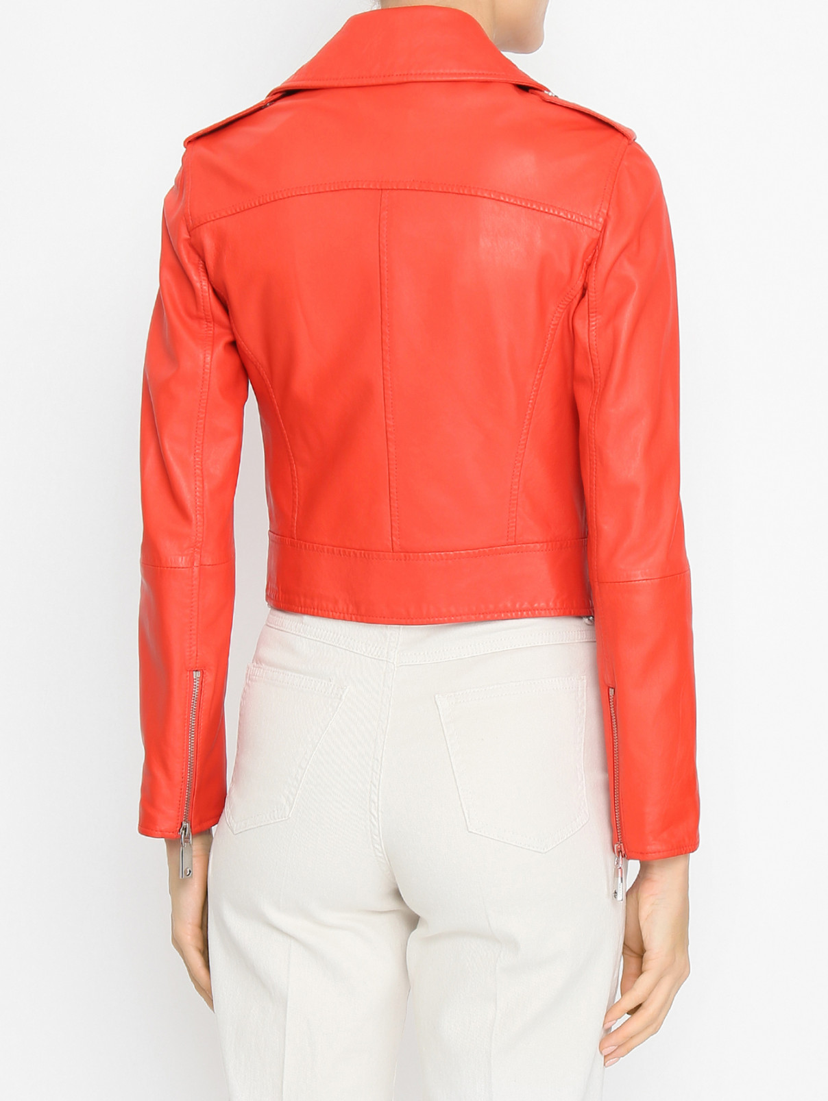 Куртка из гладкой кожи на молнии Max&Co  –  МодельВерхНиз1  – Цвет:  Красный